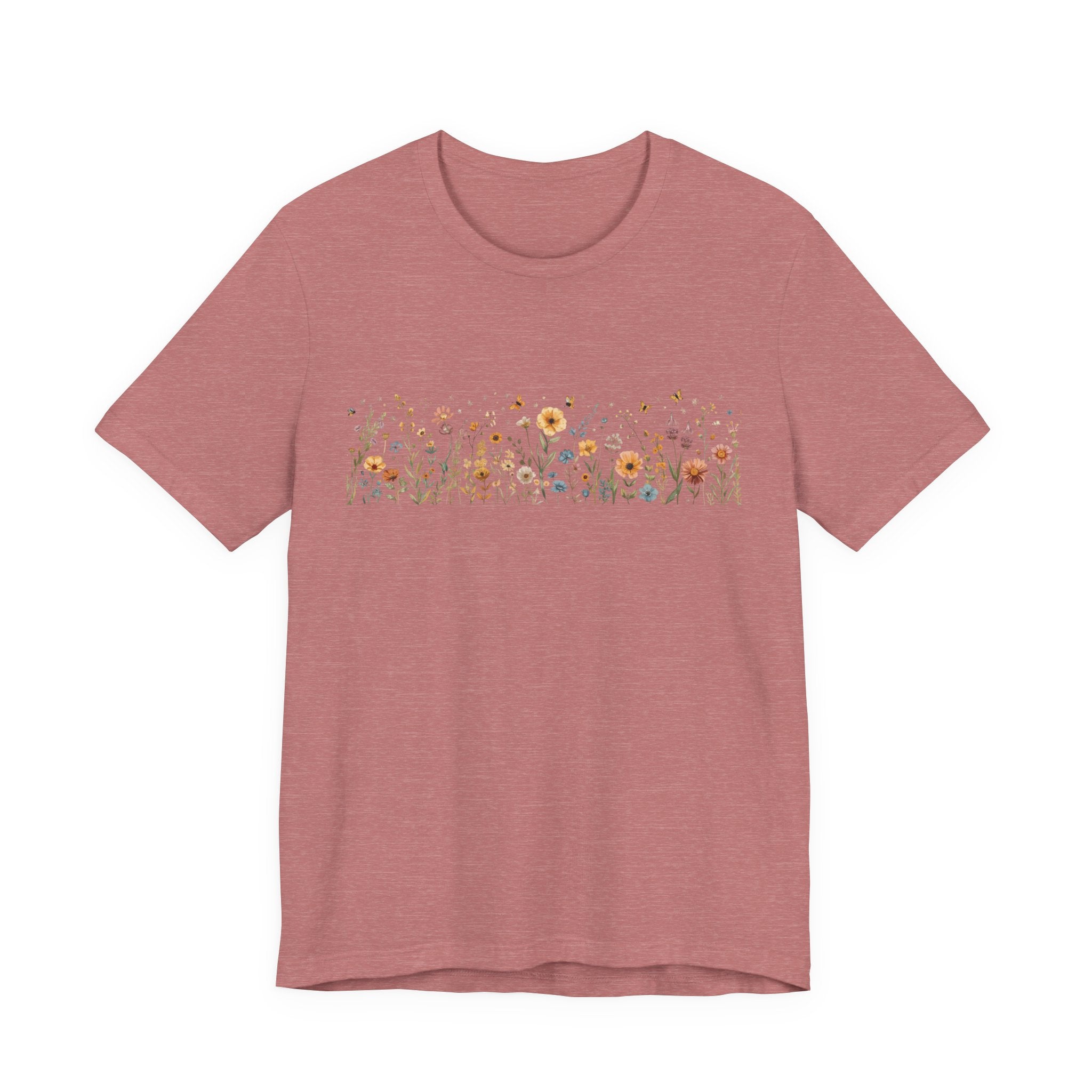 Floral Meadow Stripe Tee — Wildflower Band Graphic T-Shirt