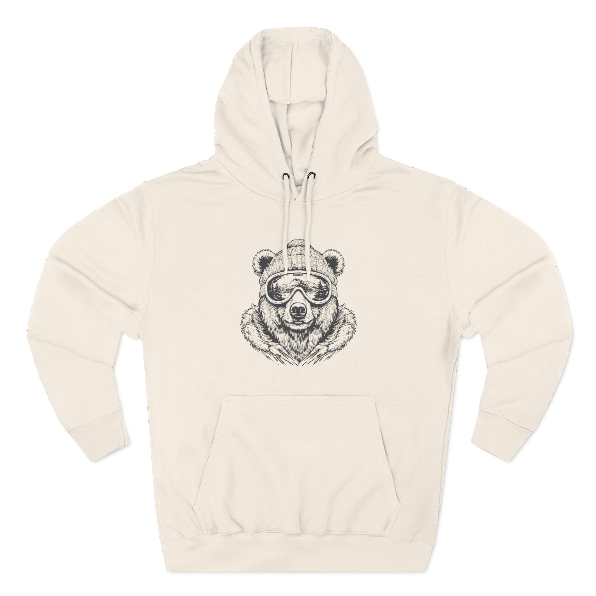 Bear Sketch Hoodie — Cool Bear with Sunglasses Fleece Pullover