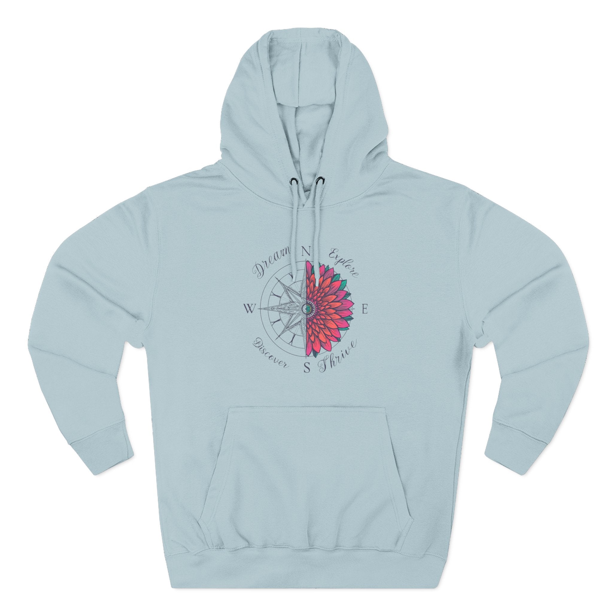 Compass Flower Hoodie — 'Find Your True North' Cozy Fleece Pullover