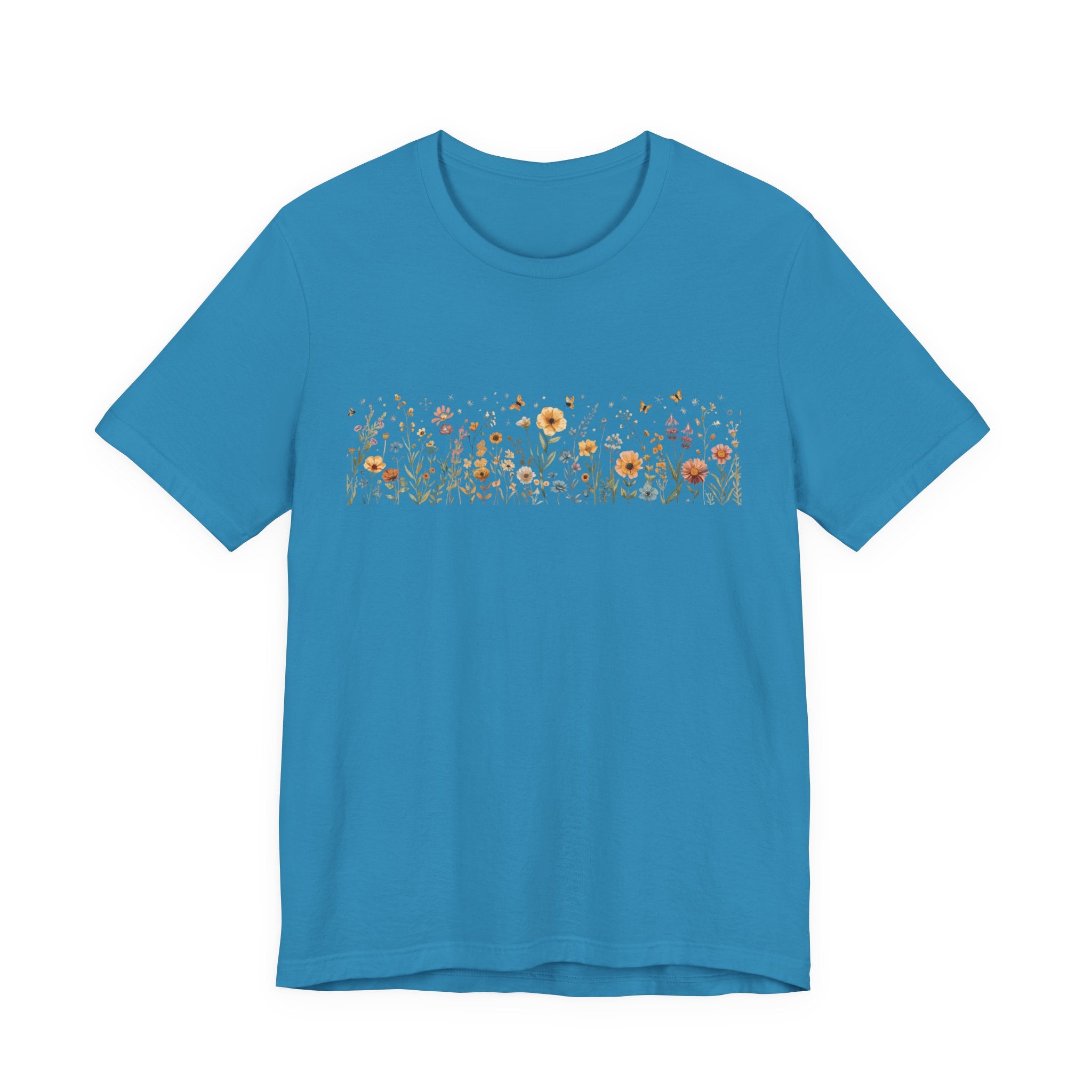Floral Meadow Stripe Tee — Wildflower Band Graphic T-Shirt