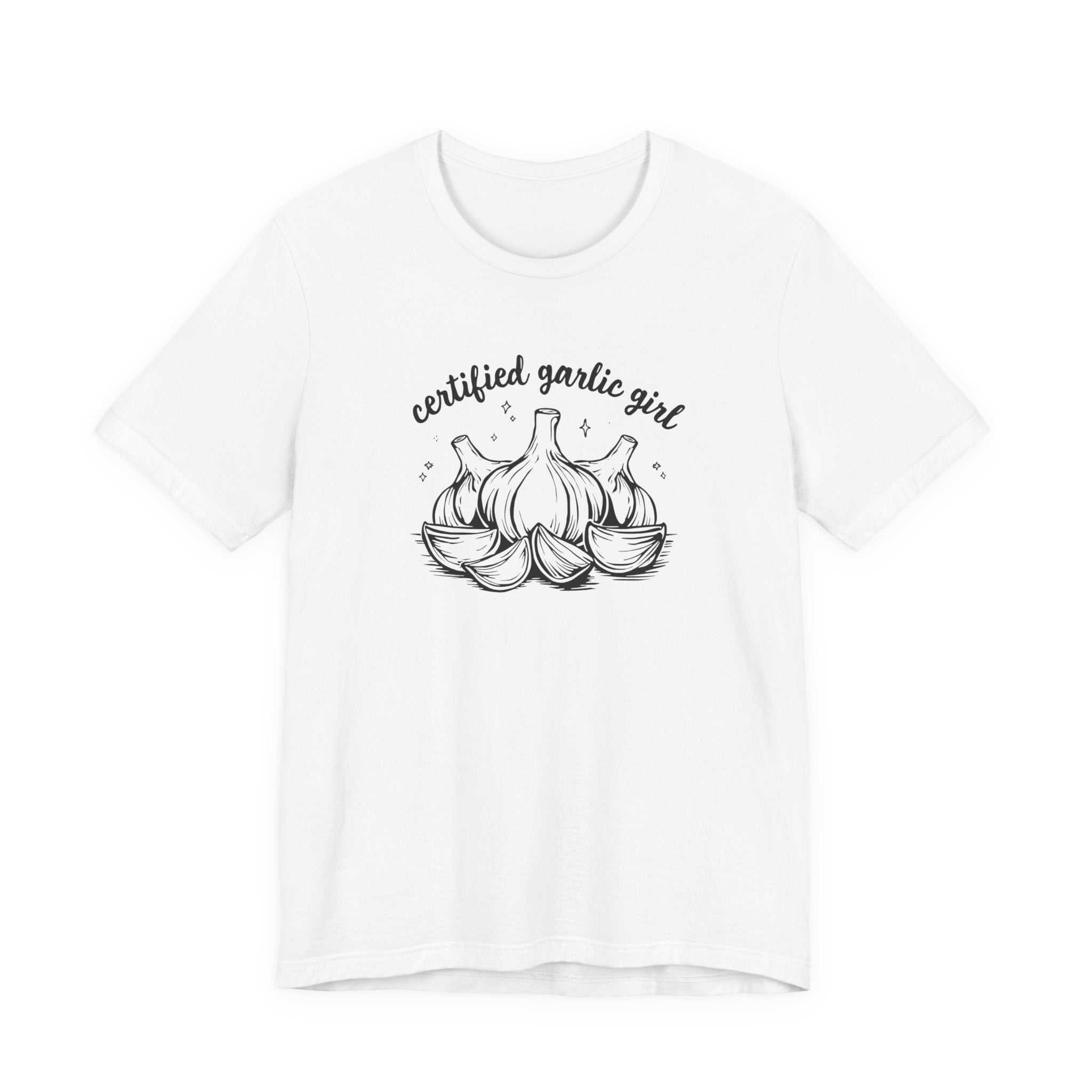 Certified Garlic Girl T‑Shirt — Cute Garlic Illustration Tee for Foodies & Gardeners