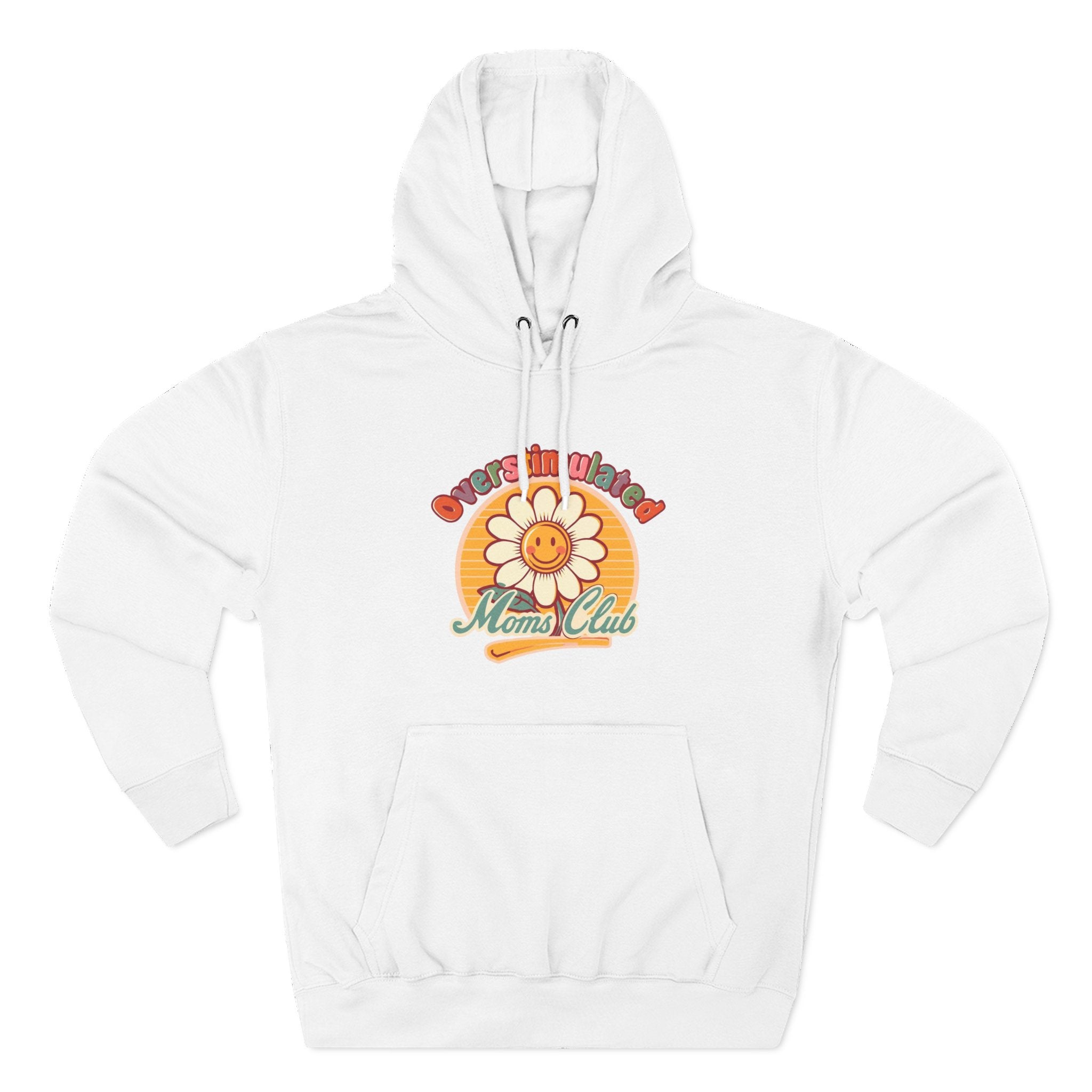 Retro "Moms Club" Fleece Hoodie — Sunshine Flower Graphic