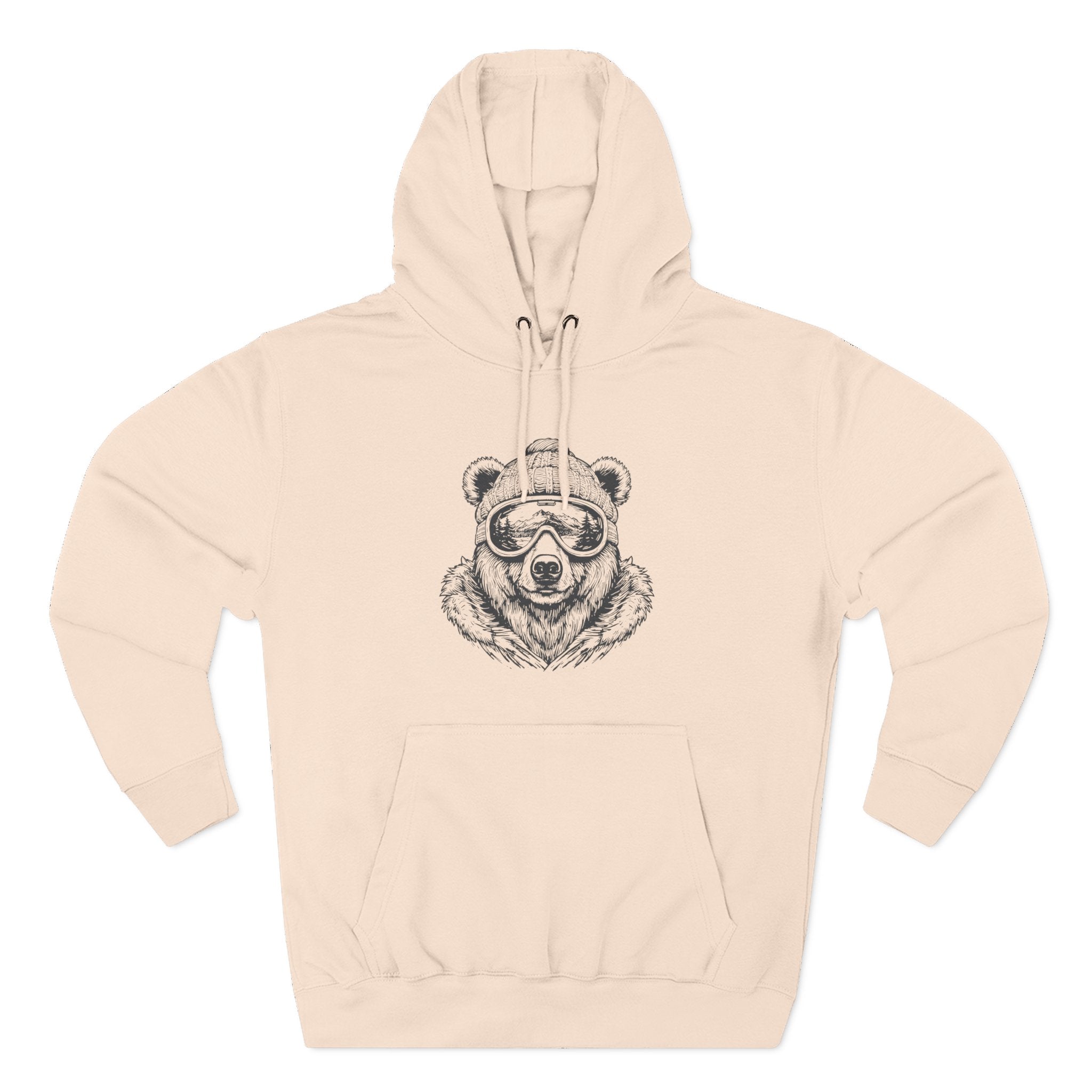 Bear Sketch Hoodie — Cool Bear with Sunglasses Fleece Pullover
