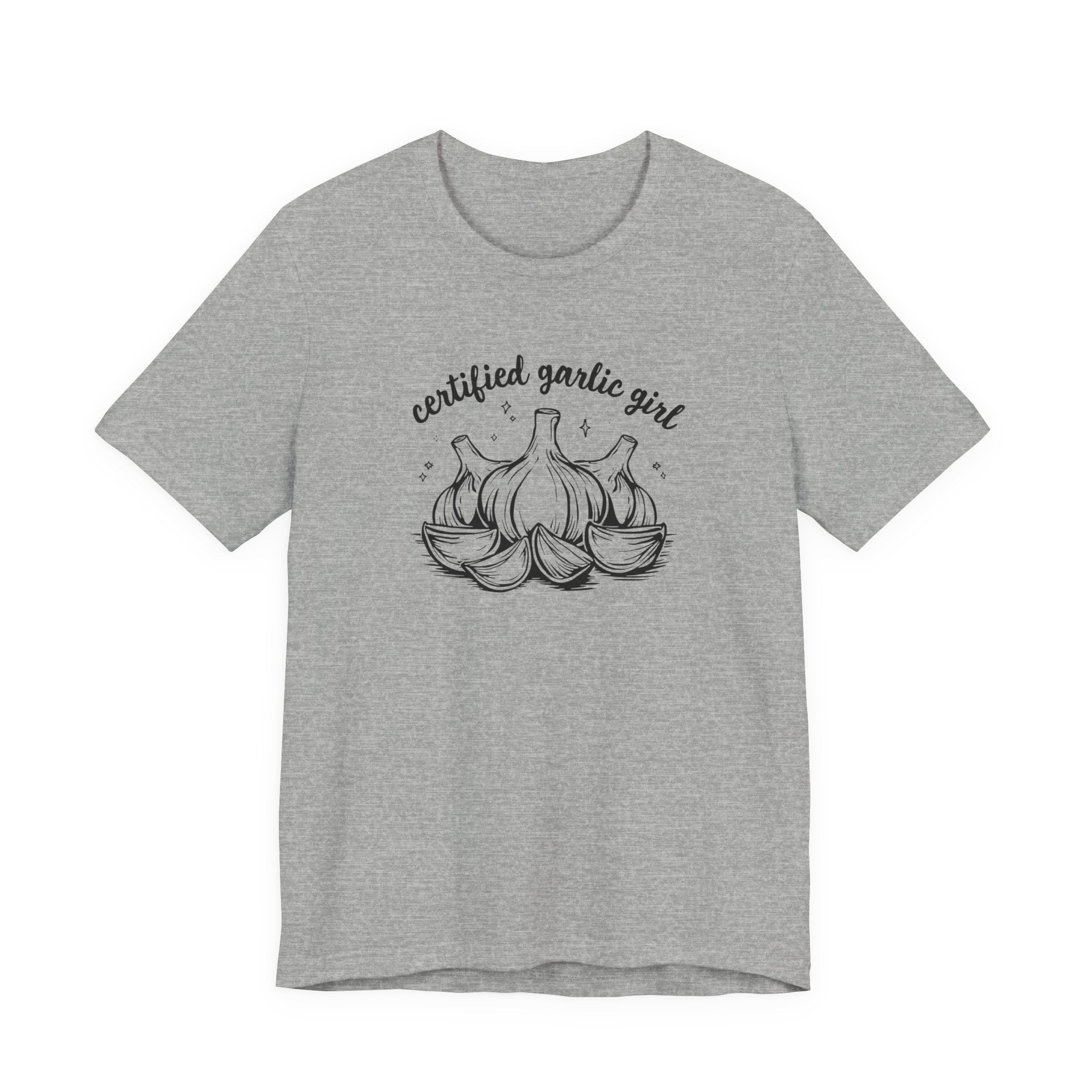 Certified Garlic Girl T‑Shirt — Cute Garlic Illustration Tee for Foodies & Gardeners