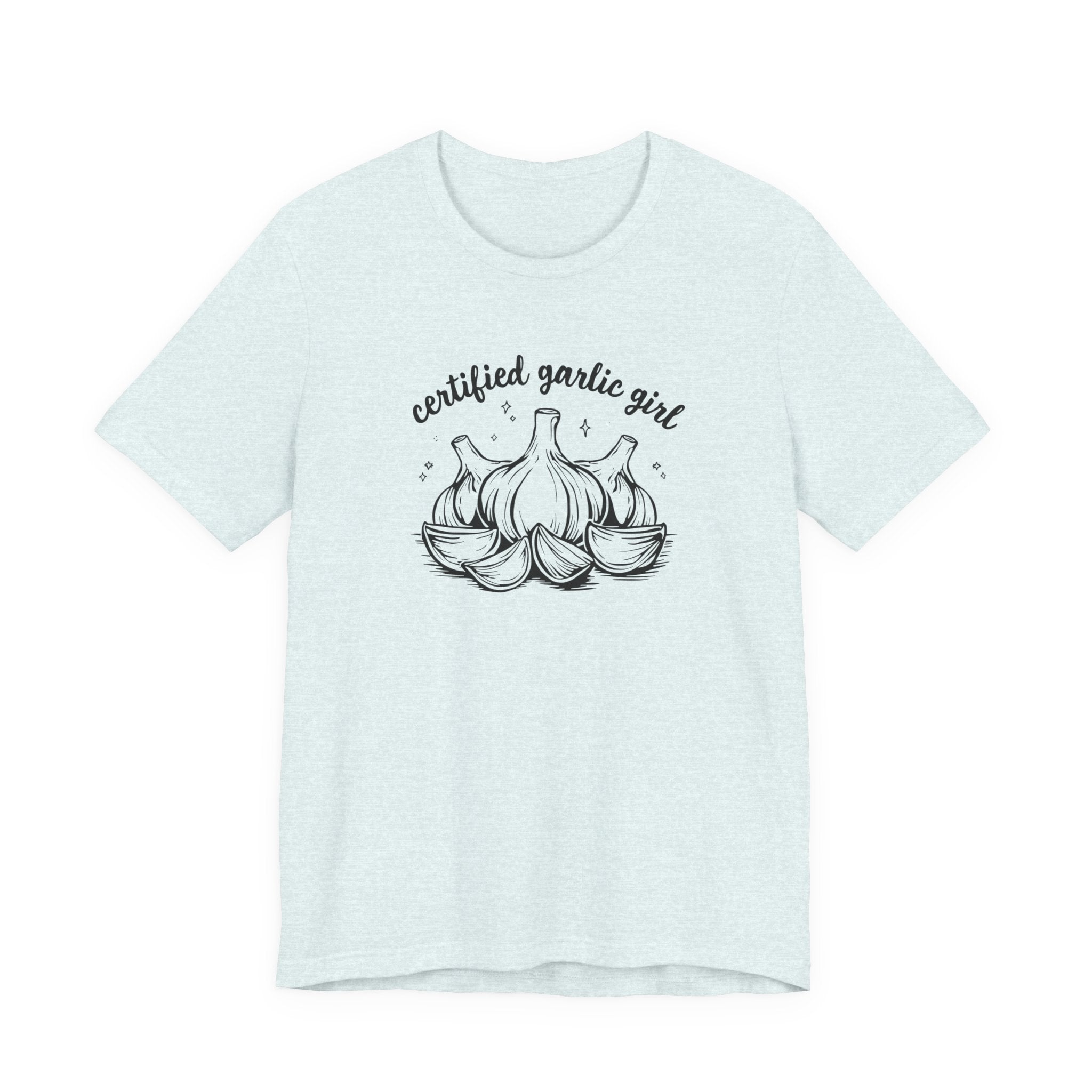 Certified Garlic Girl T‑Shirt — Cute Garlic Illustration Tee for Foodies & Gardeners