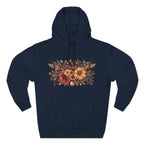 Autumn Floral Hoodie — Cozy Fall Sunflower & Mum Fleece Pullover