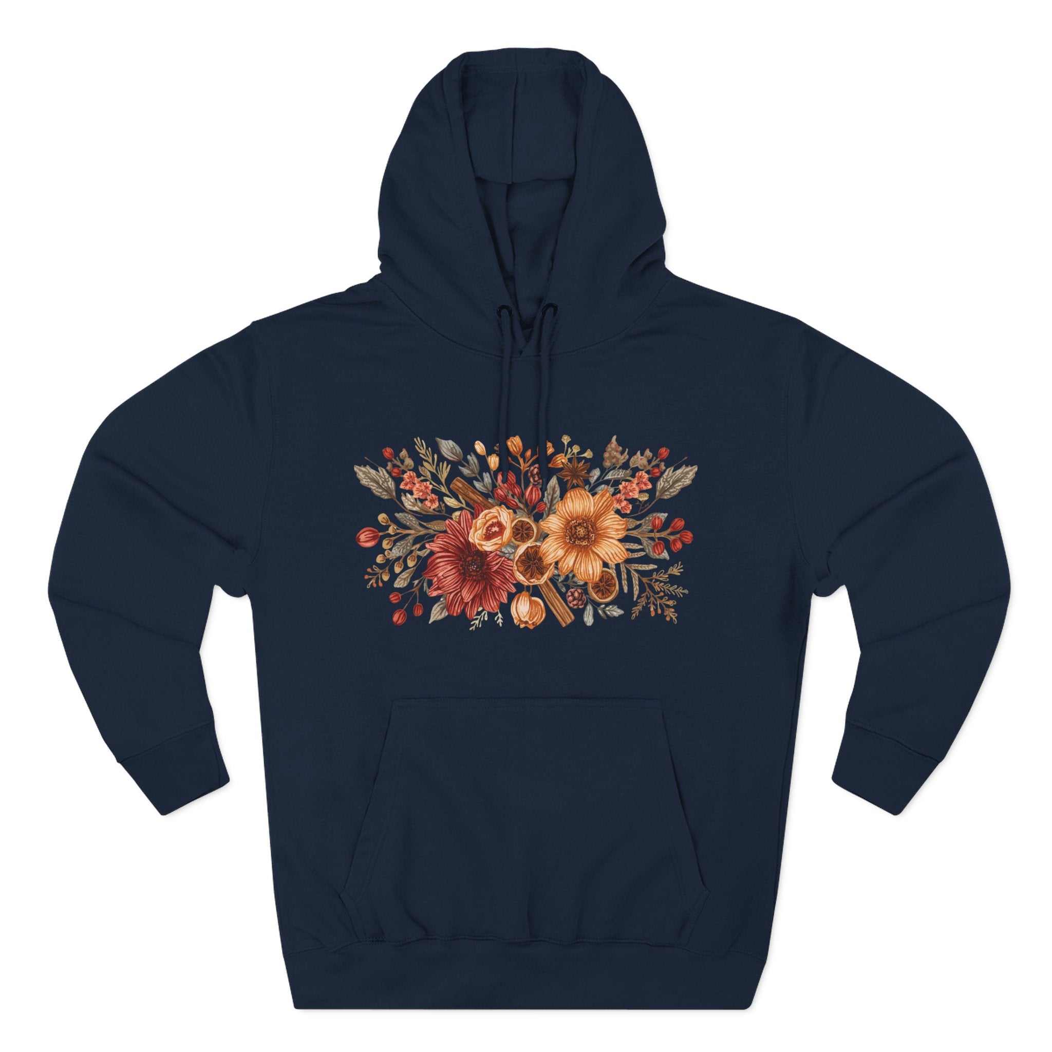 Autumn Floral Hoodie — Cozy Fall Sunflower & Mum Fleece Pullover