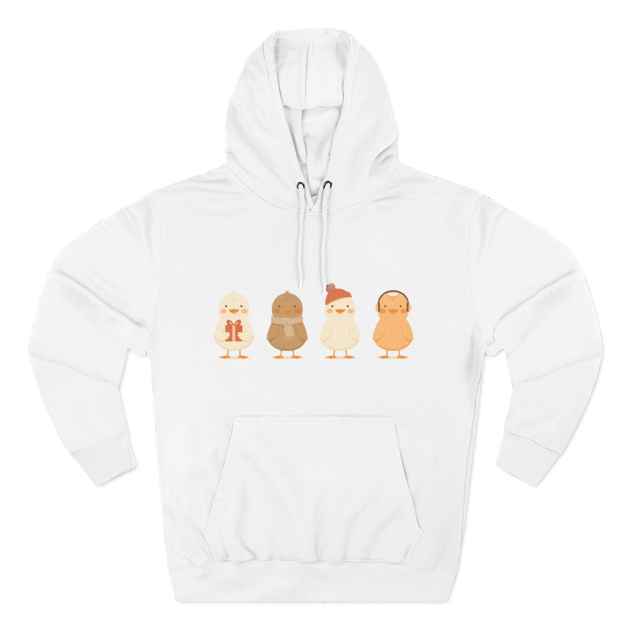 Cute Chick Squad Hoodie — Four Cartoon Chicks Illustration Hooded Sweatshirt