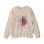 Compass Flower Crewneck Sweatshirt — "Dream, Explore, Discover" Graphic