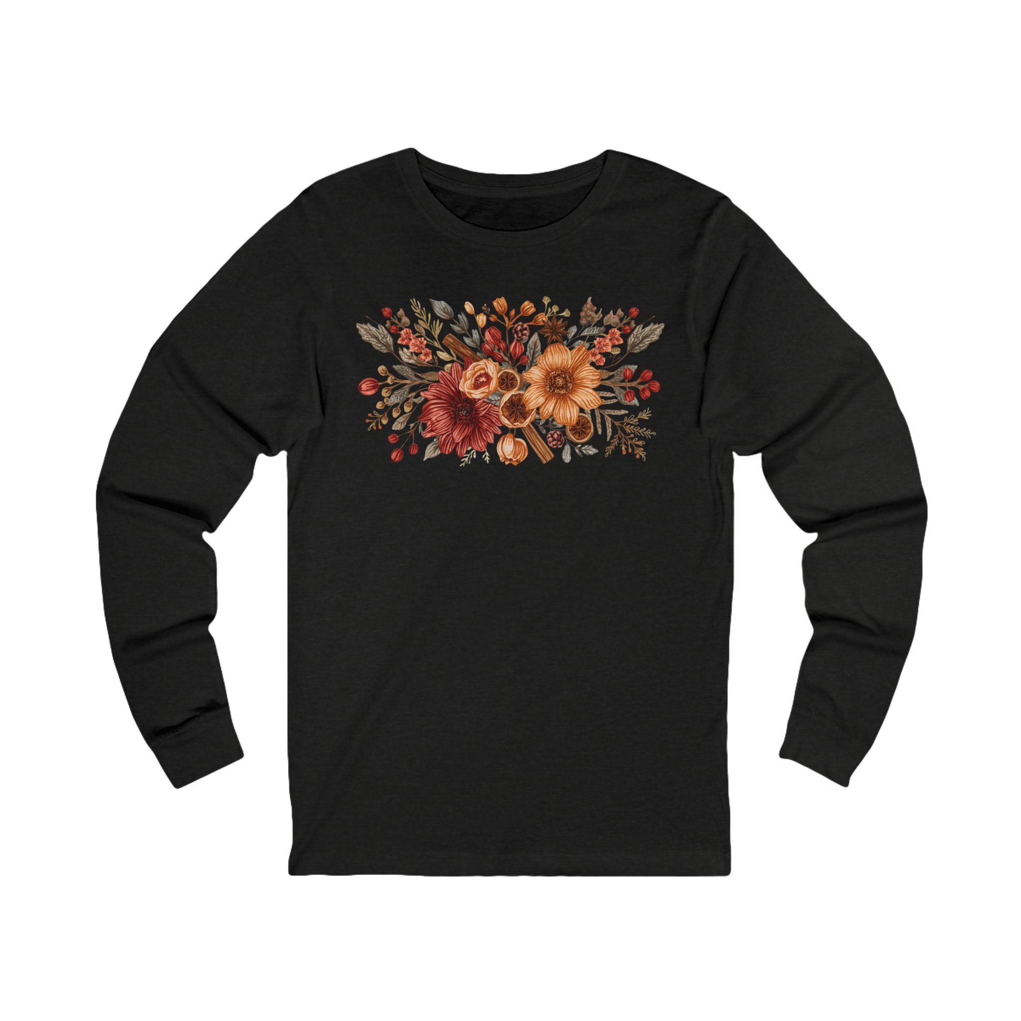 Autumn Bloom Long Sleeve Tee — Rustic Fall Floral Shirt