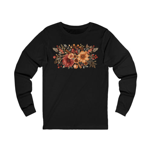 Autumn Bloom Long Sleeve Tee — Rustic Fall Floral Shirt