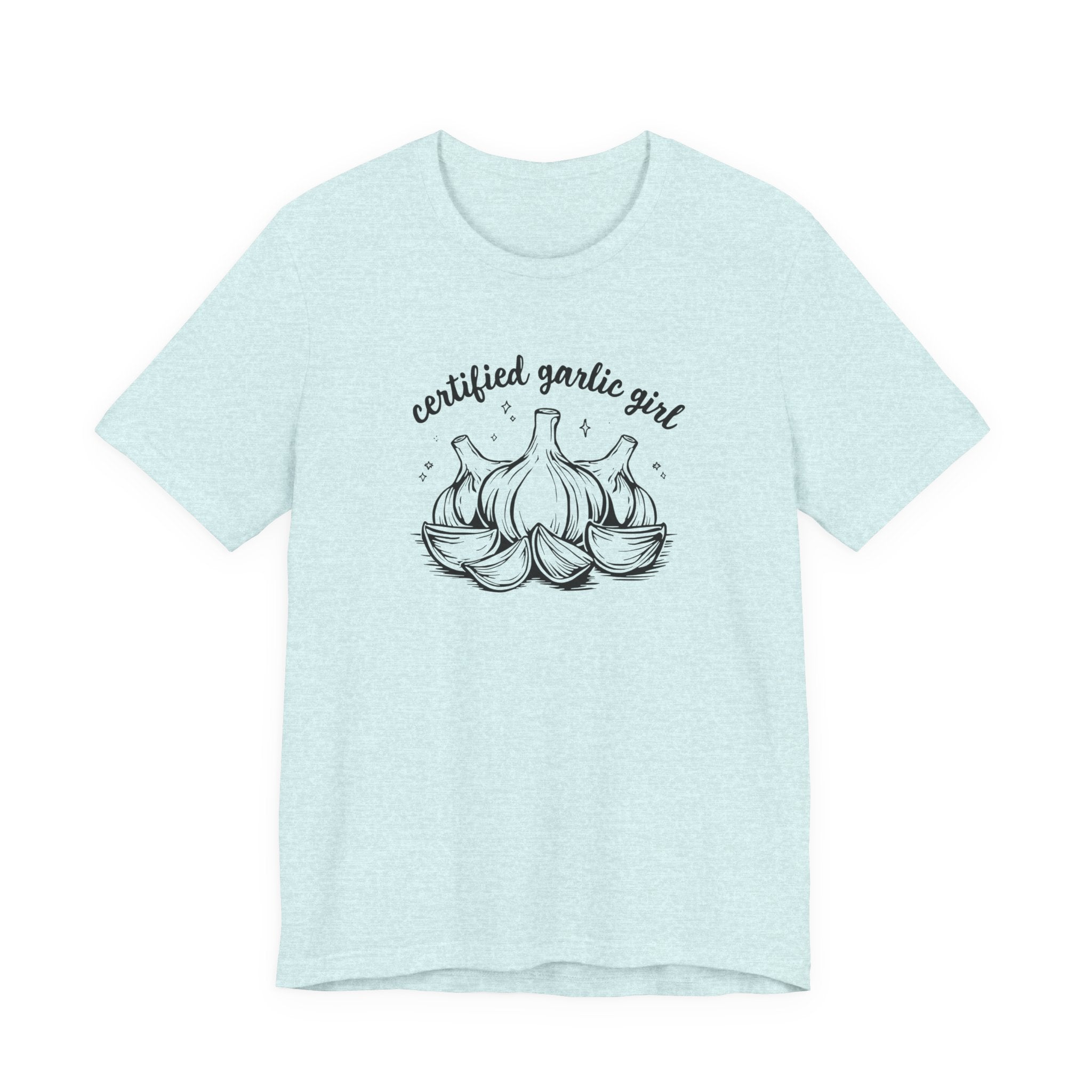 Certified Garlic Girl T‑Shirt — Cute Garlic Illustration Tee for Foodies & Gardeners