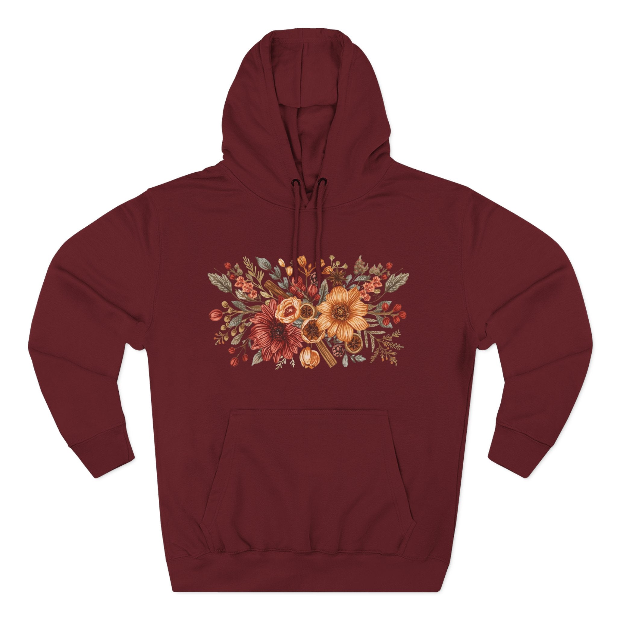 Autumn Floral Hoodie — Cozy Fall Sunflower & Mum Fleece Pullover