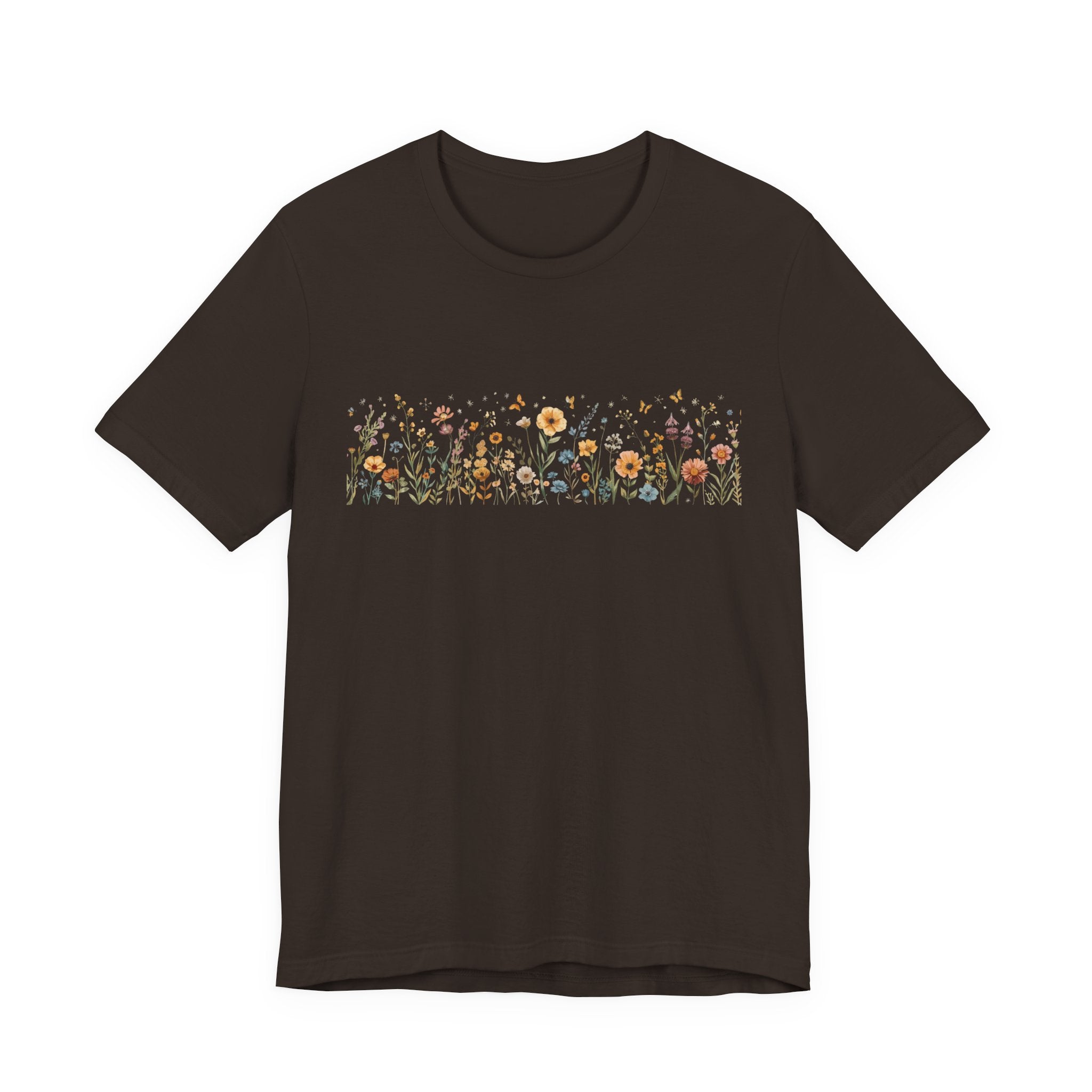 Floral Meadow Stripe Tee — Wildflower Band Graphic T-Shirt