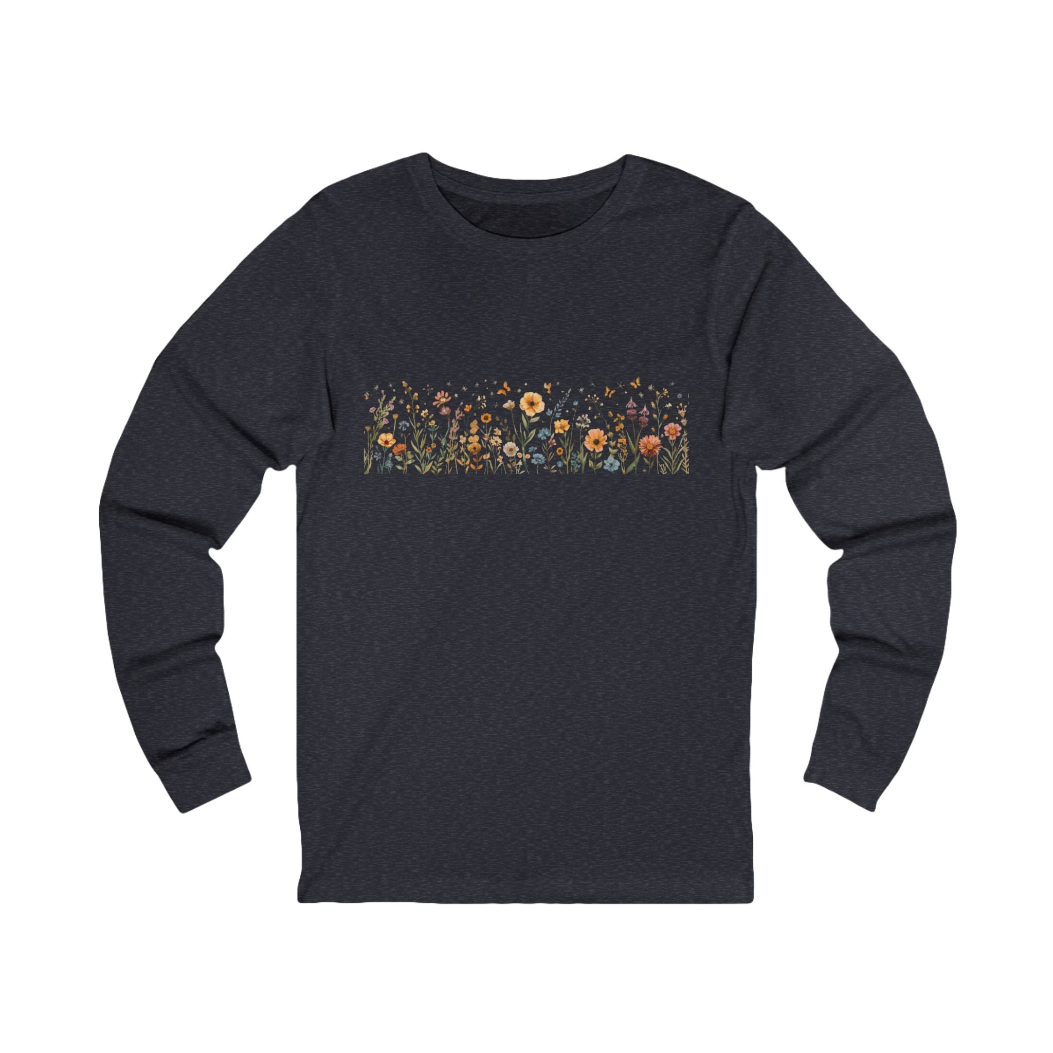 Long Sleeve Tee — Delicate Wildflower Field Graphic