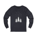 Winter Pines Long Sleeve Tee — Snowy Tree Graphic Shirt