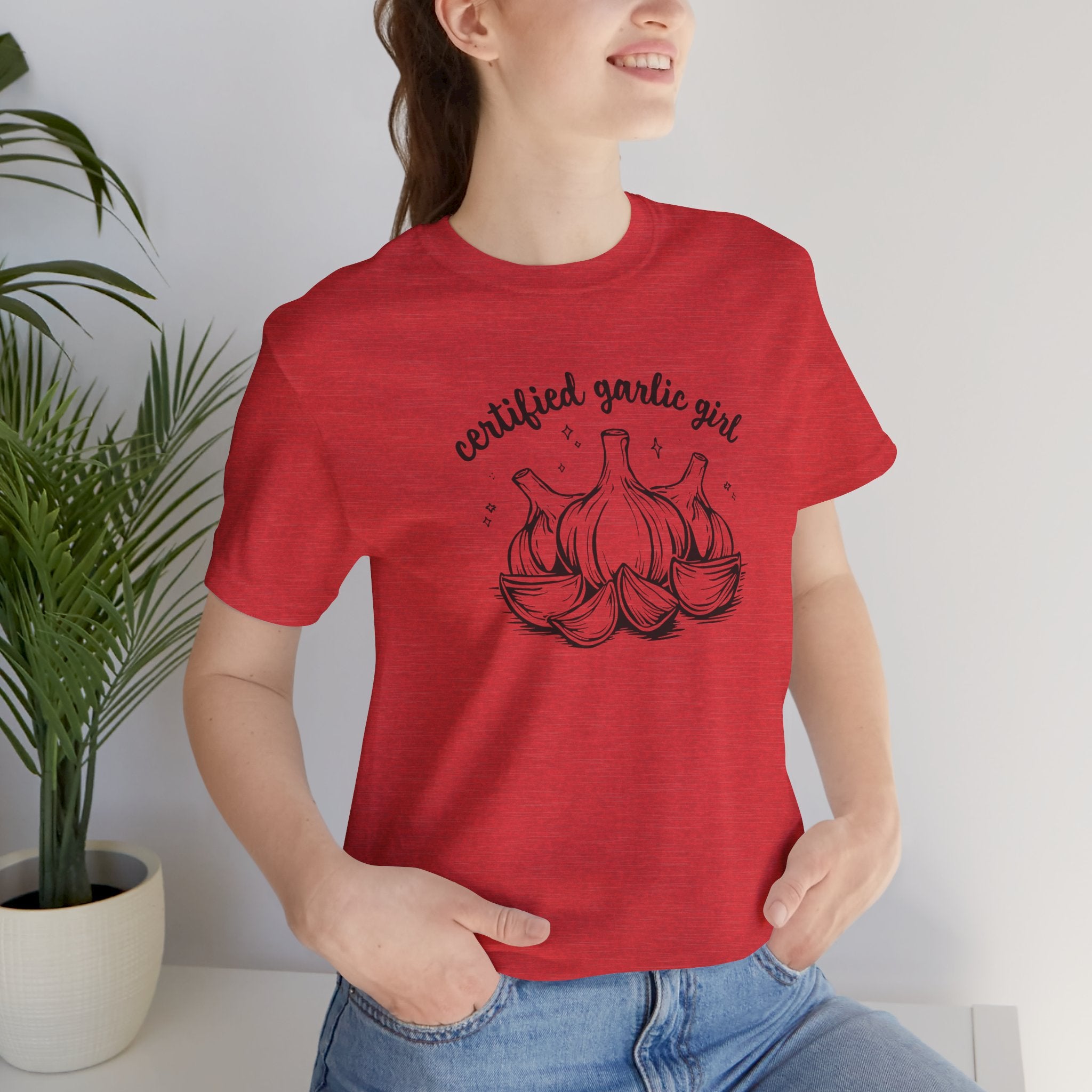 Certified Garlic Girl T‑Shirt — Cute Garlic Illustration Tee for Foodies & Gardeners