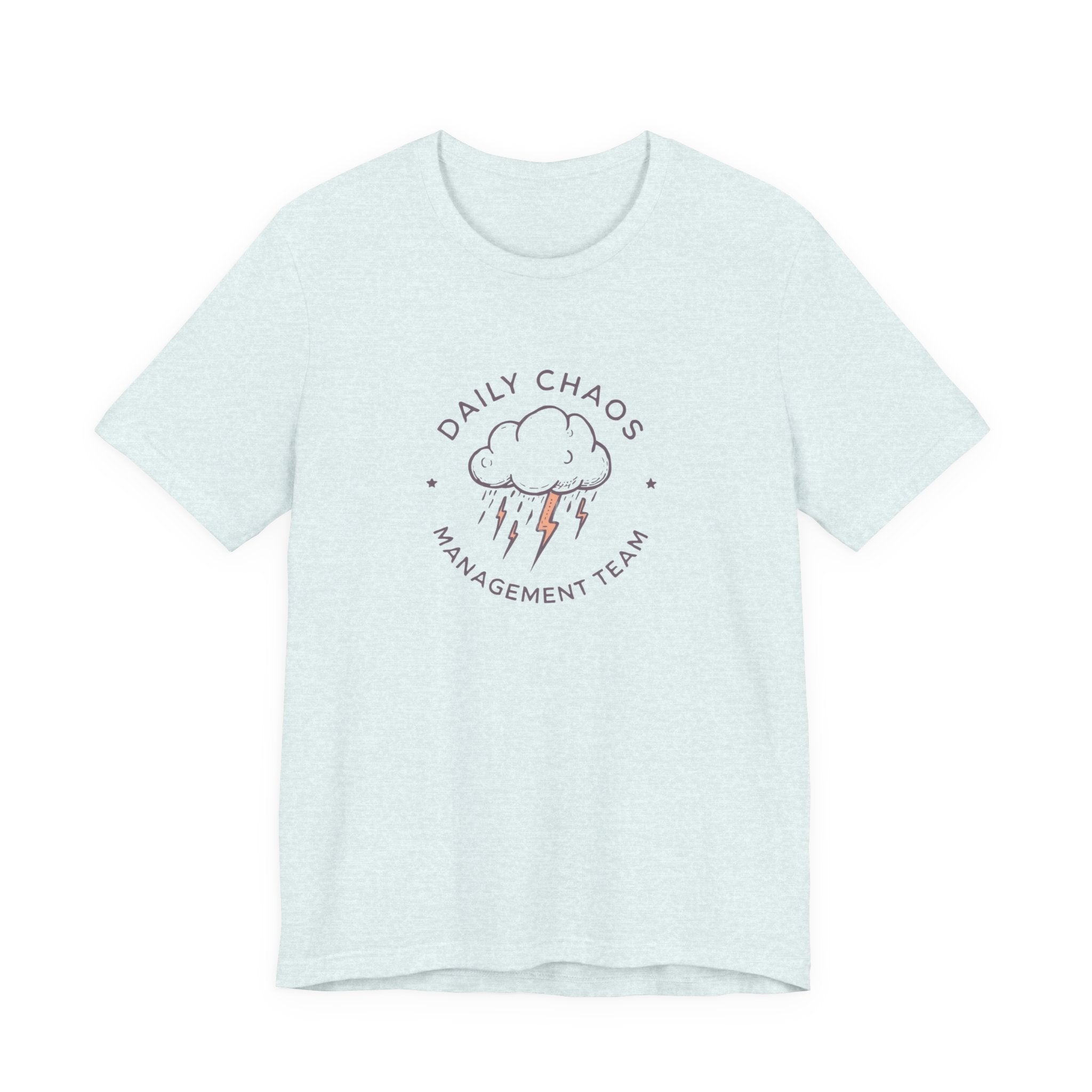 Daily Chaos Management Team Tee — Cute Lightning Cloud Graphic T-Shirt