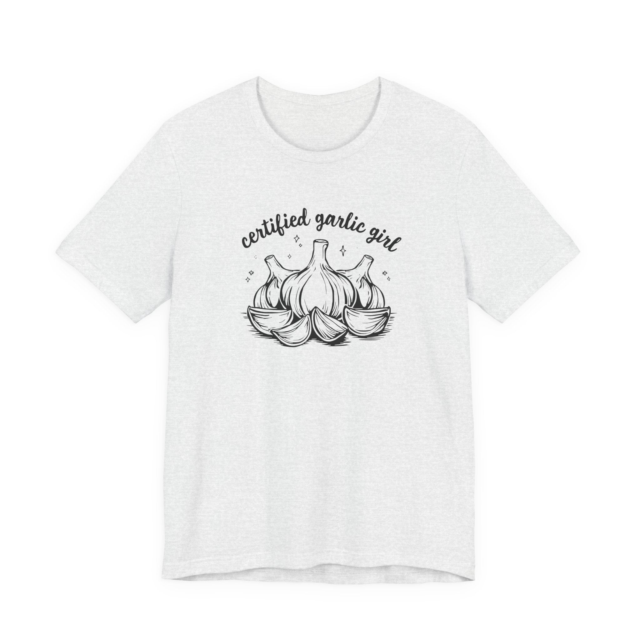 Certified Garlic Girl T‑Shirt — Cute Garlic Illustration Tee for Foodies & Gardeners