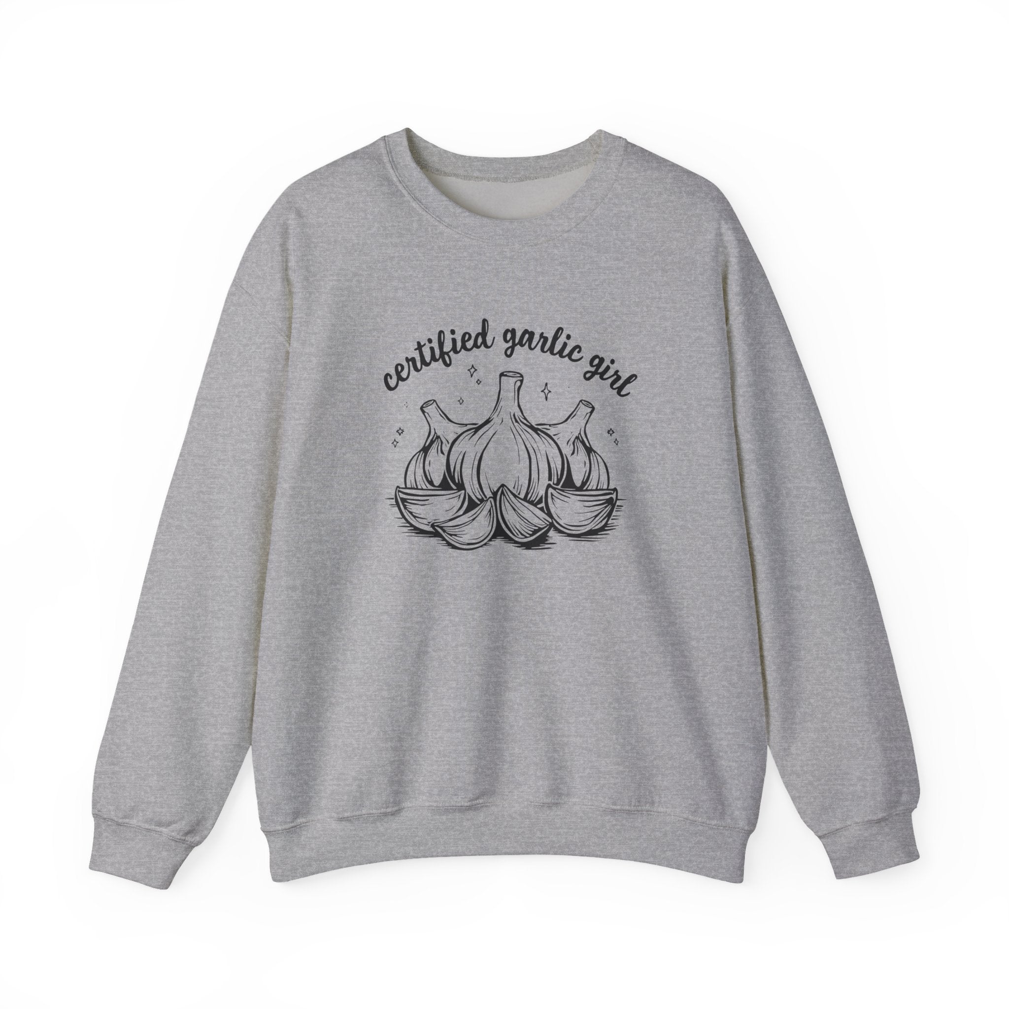 Garlic Crewneck Sweatshirt – "Certified Garlic Girl" Cozy Kitchen Lover Sweatshirt