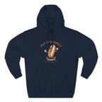 Hot Dog Energy Hoodie — Funny Cartoon Hotdog "Living My Best Bite" Pullover