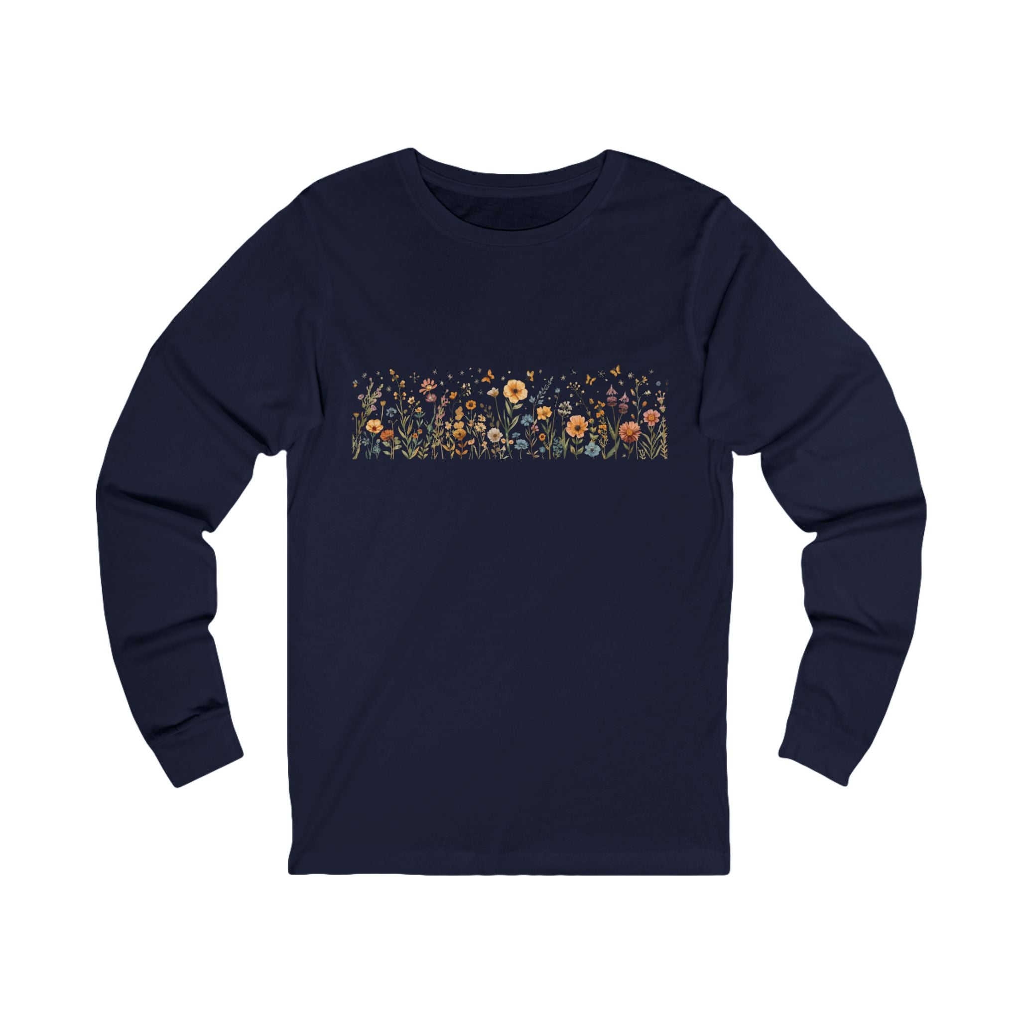 Long Sleeve Tee — Delicate Wildflower Field Graphic