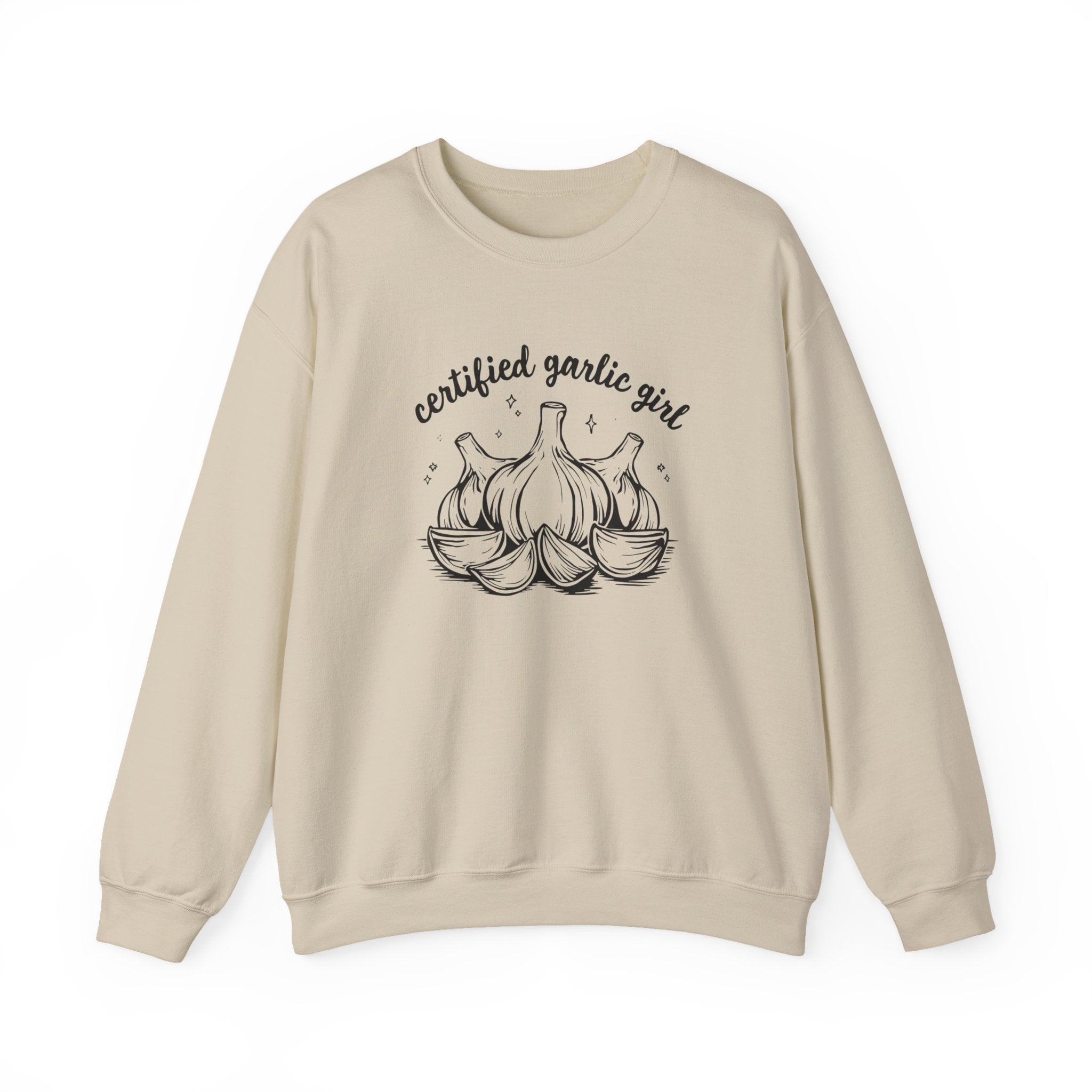 Garlic Crewneck Sweatshirt – "Certified Garlic Girl" Cozy Kitchen Lover Sweatshirt