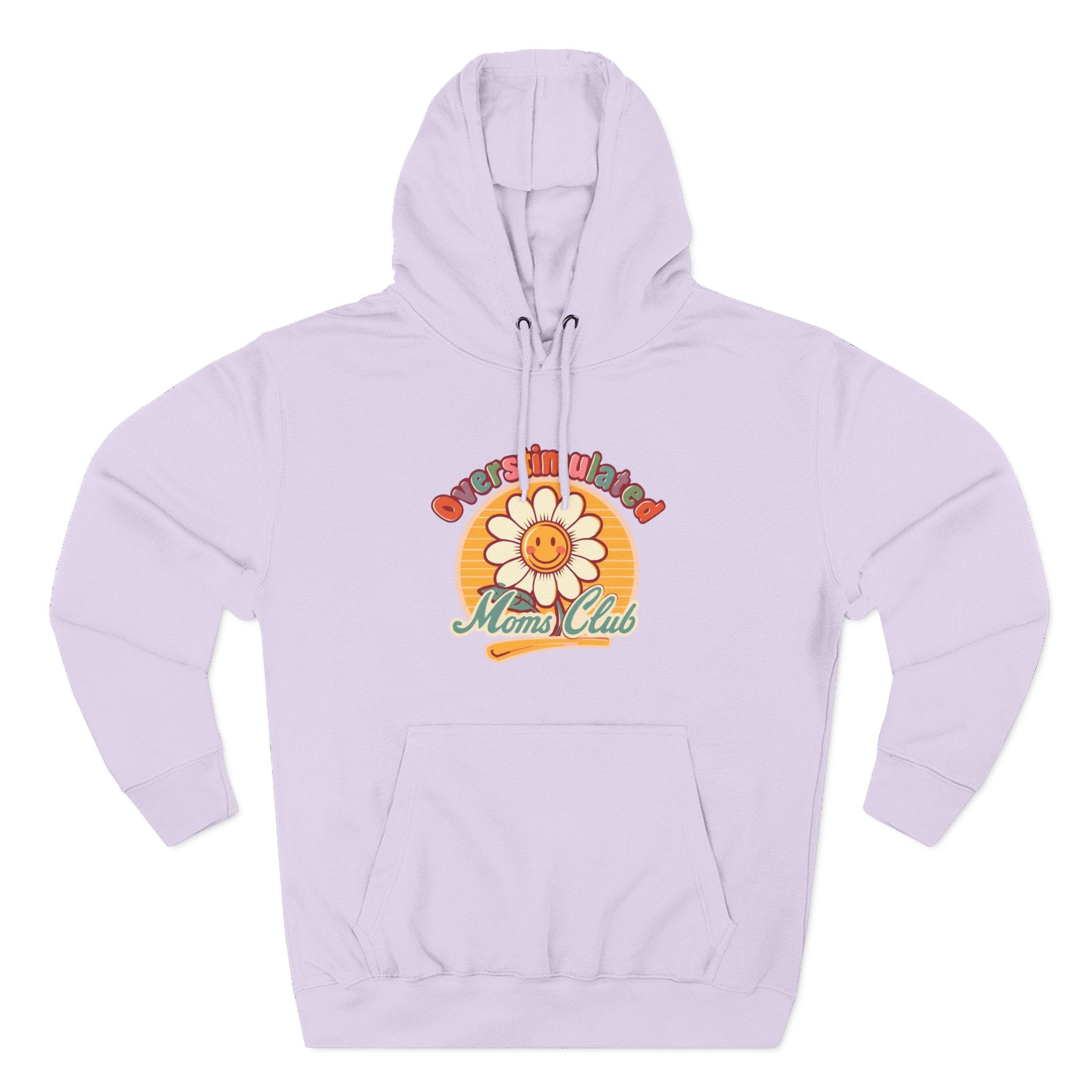 Retro "Moms Club" Fleece Hoodie — Sunshine Flower Graphic