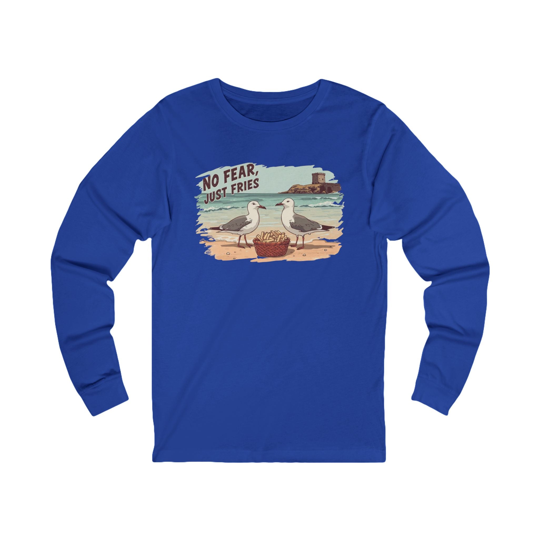 No Fear Just Fries Long Sleeve Tee — Seagull Beach Graphic Shirt