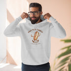 Hot Dog Energy Hoodie — Funny Cartoon Hotdog "Living My Best Bite" Pullover