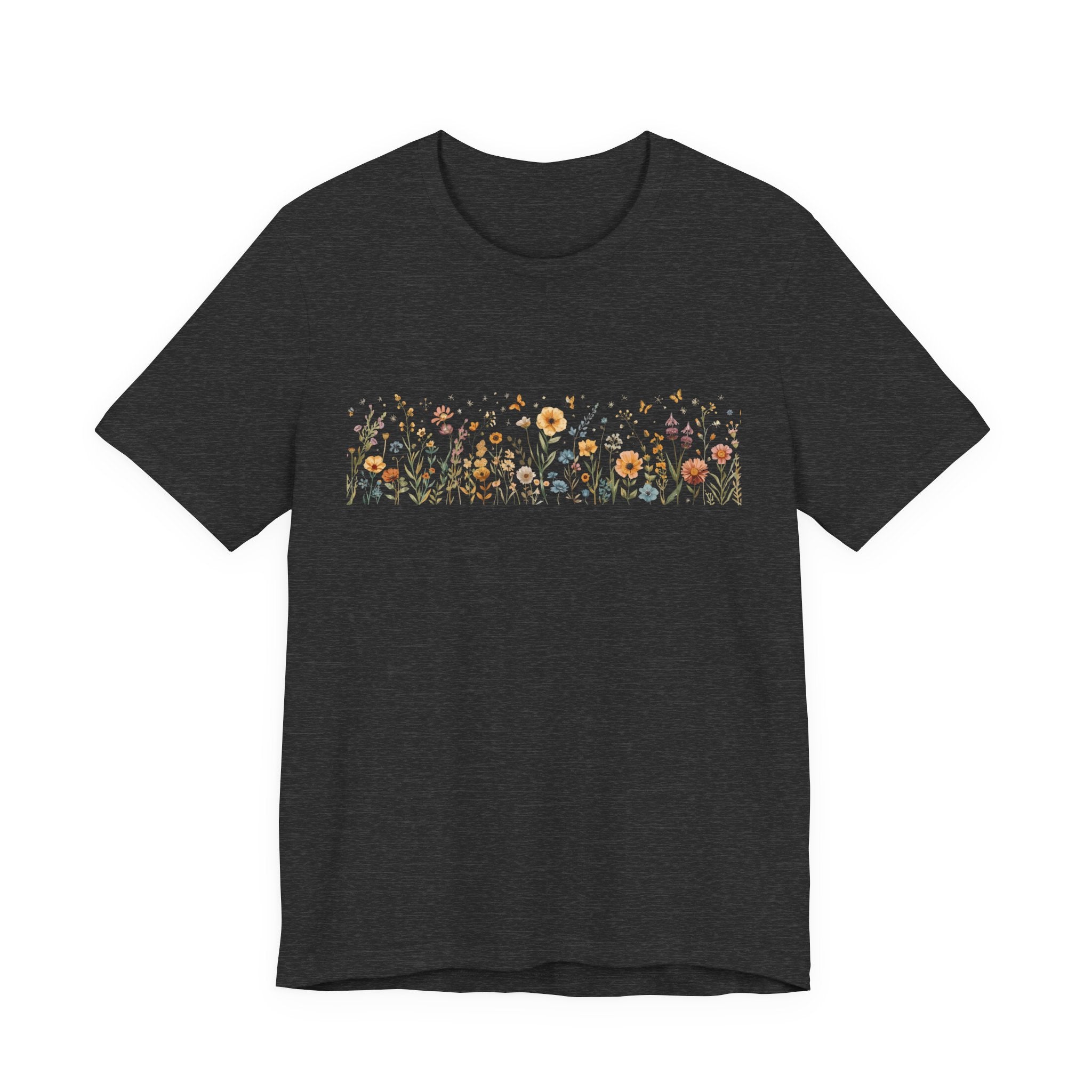 Floral Meadow Stripe Tee — Wildflower Band Graphic T-Shirt