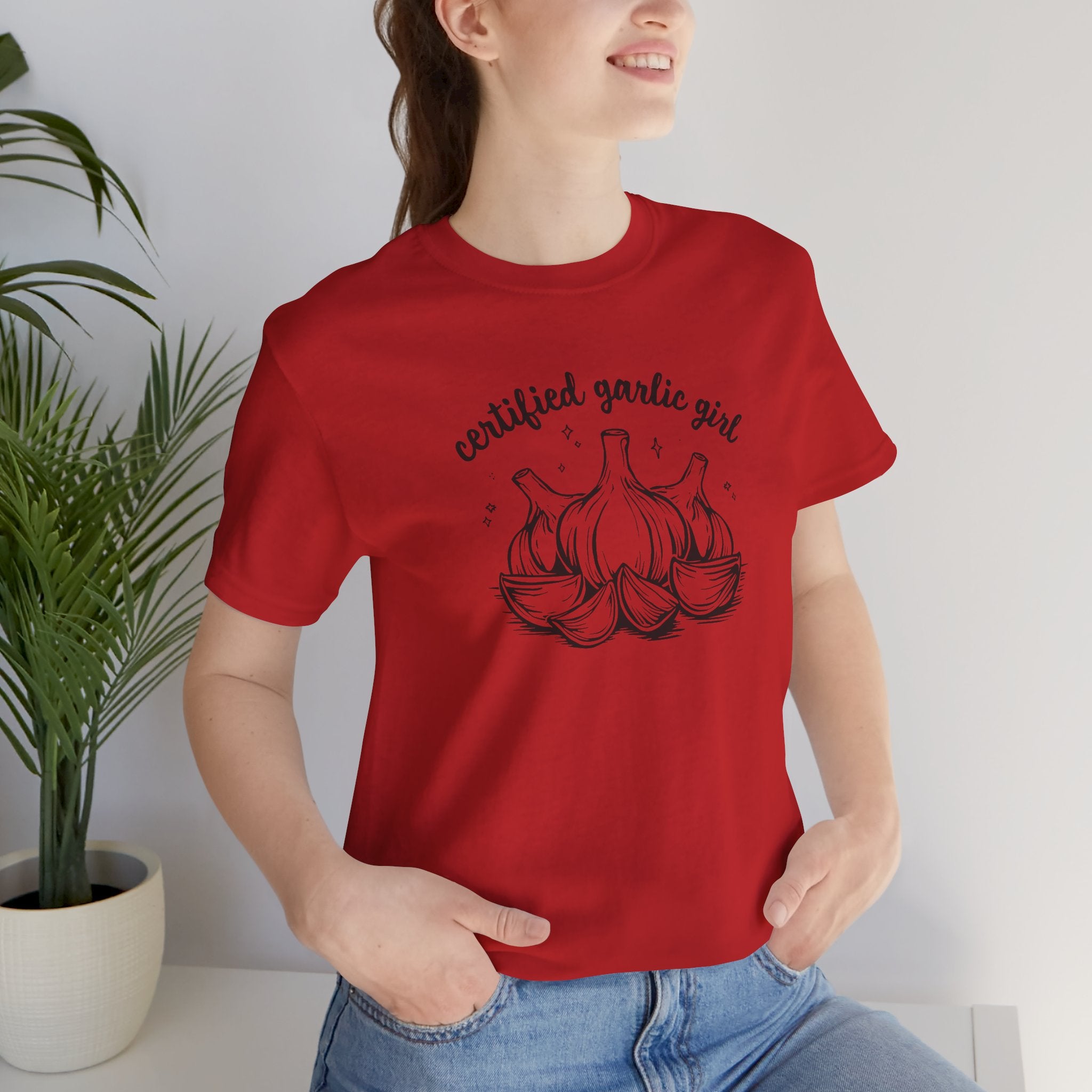 Certified Garlic Girl T‑Shirt — Cute Garlic Illustration Tee for Foodies & Gardeners