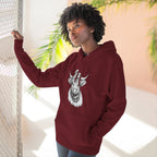 Highland Cow Sketch Hoodie - Detailed Bull Head Graphic Fleece Pullover