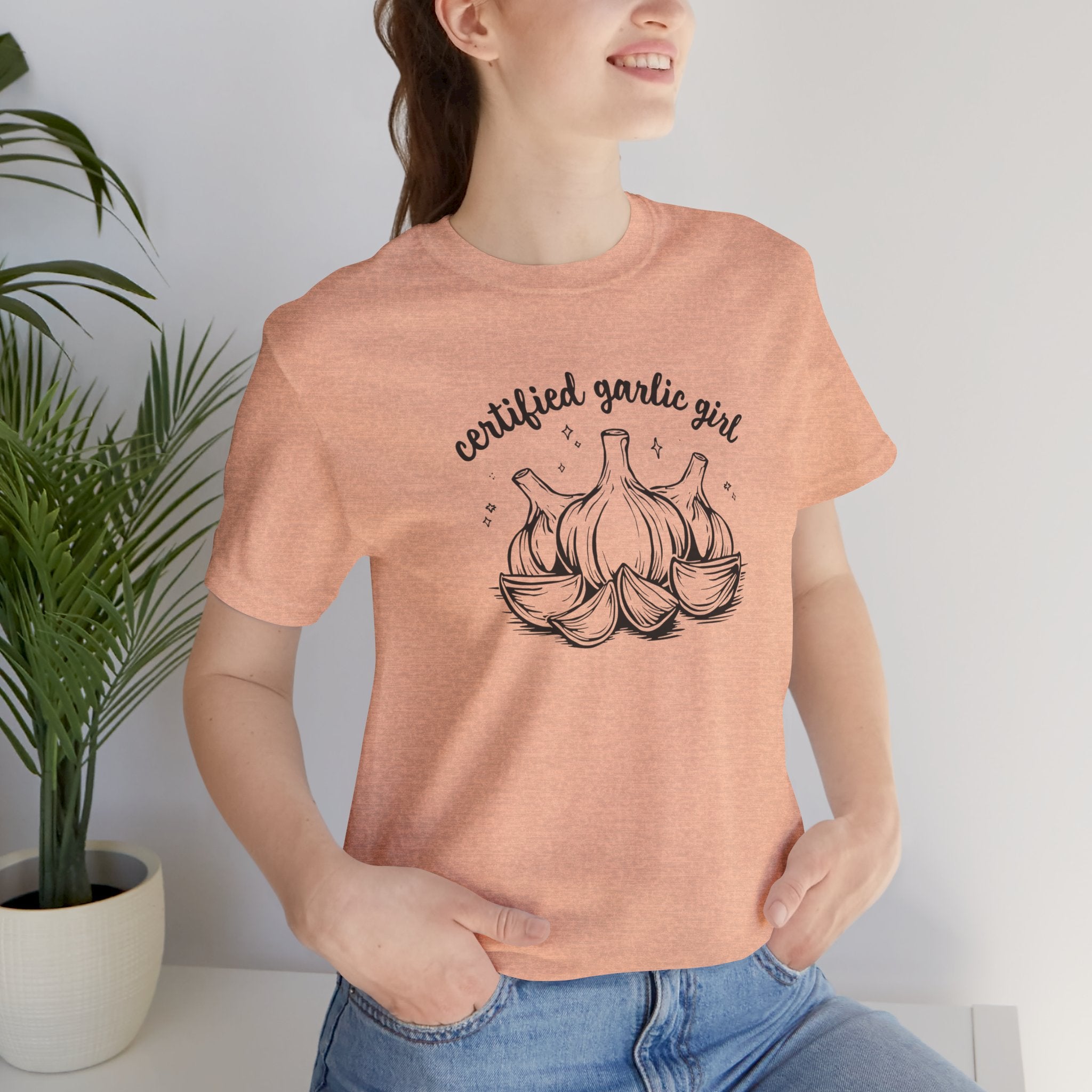 Certified Garlic Girl T‑Shirt — Cute Garlic Illustration Tee for Foodies & Gardeners