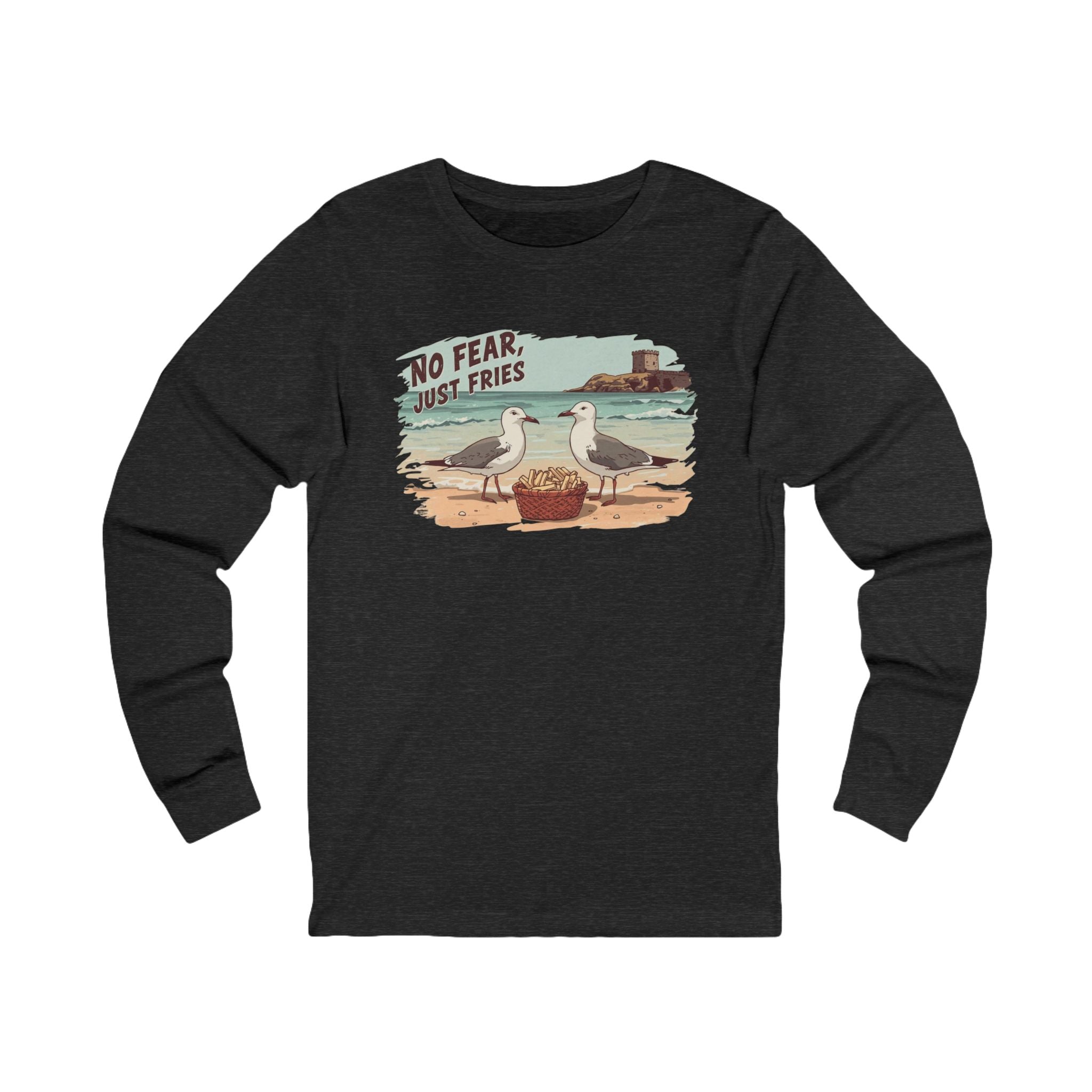 No Fear Just Fries Long Sleeve Tee — Seagull Beach Graphic Shirt