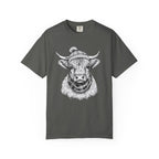 Highland Cow Graphic T-Shirt — Cozy Scarf & Beanie Bull Illustration