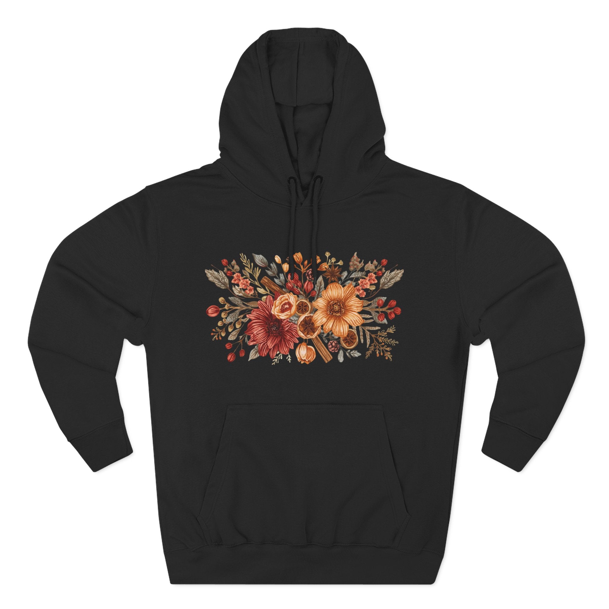 Autumn Floral Hoodie — Cozy Fall Sunflower & Mum Fleece Pullover