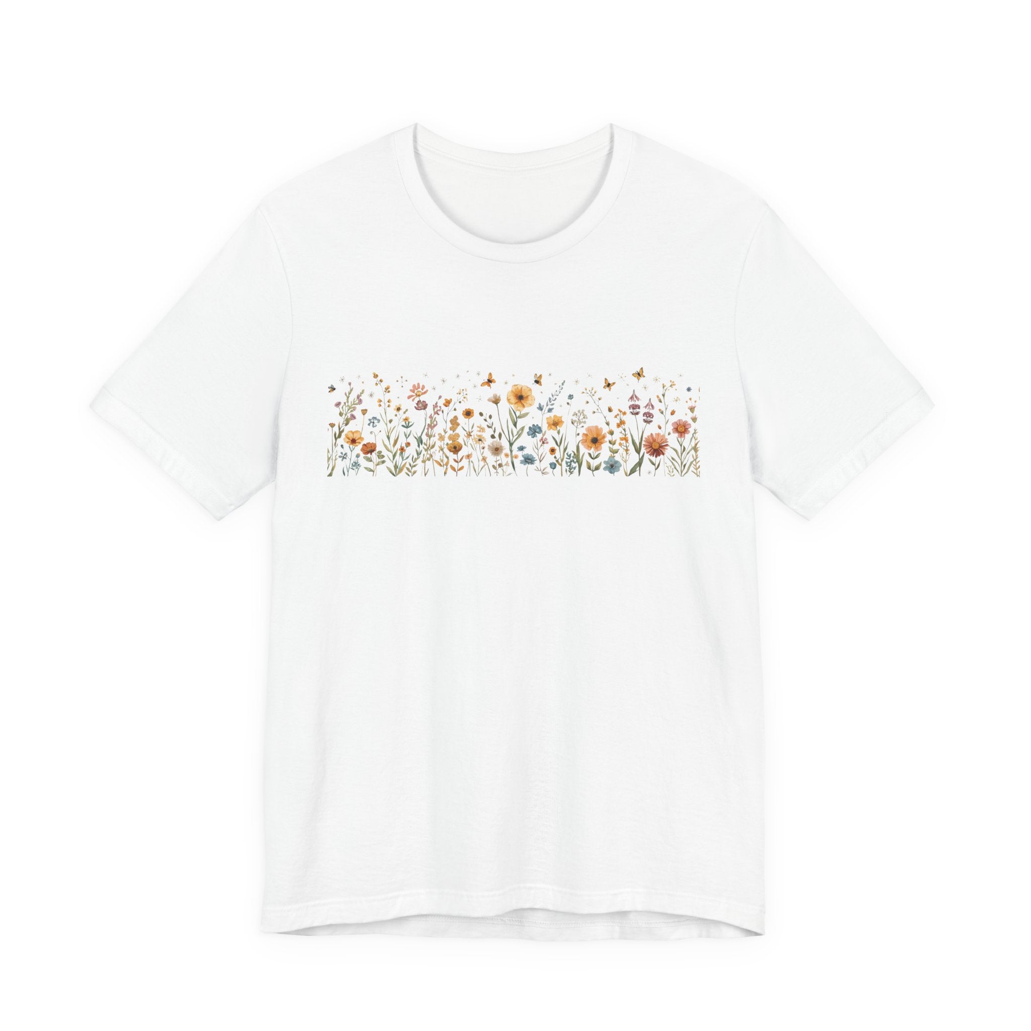 Floral Meadow Stripe Tee — Wildflower Band Graphic T-Shirt