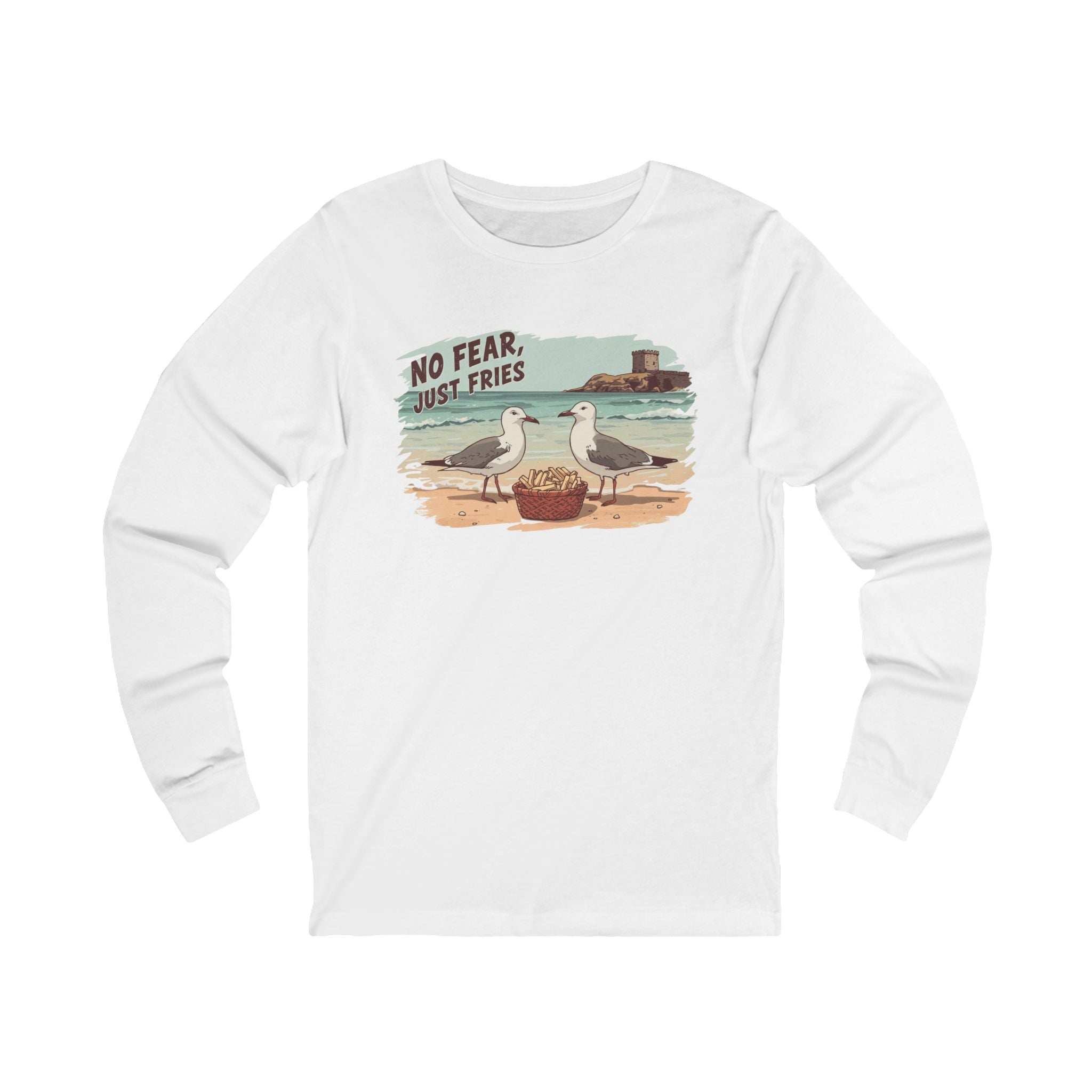 No Fear Just Fries Long Sleeve Tee — Seagull Beach Graphic Shirt