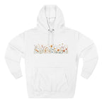 Floral Meadow Fleece Hoodie — Soft Boho Wildflower Stripe Design