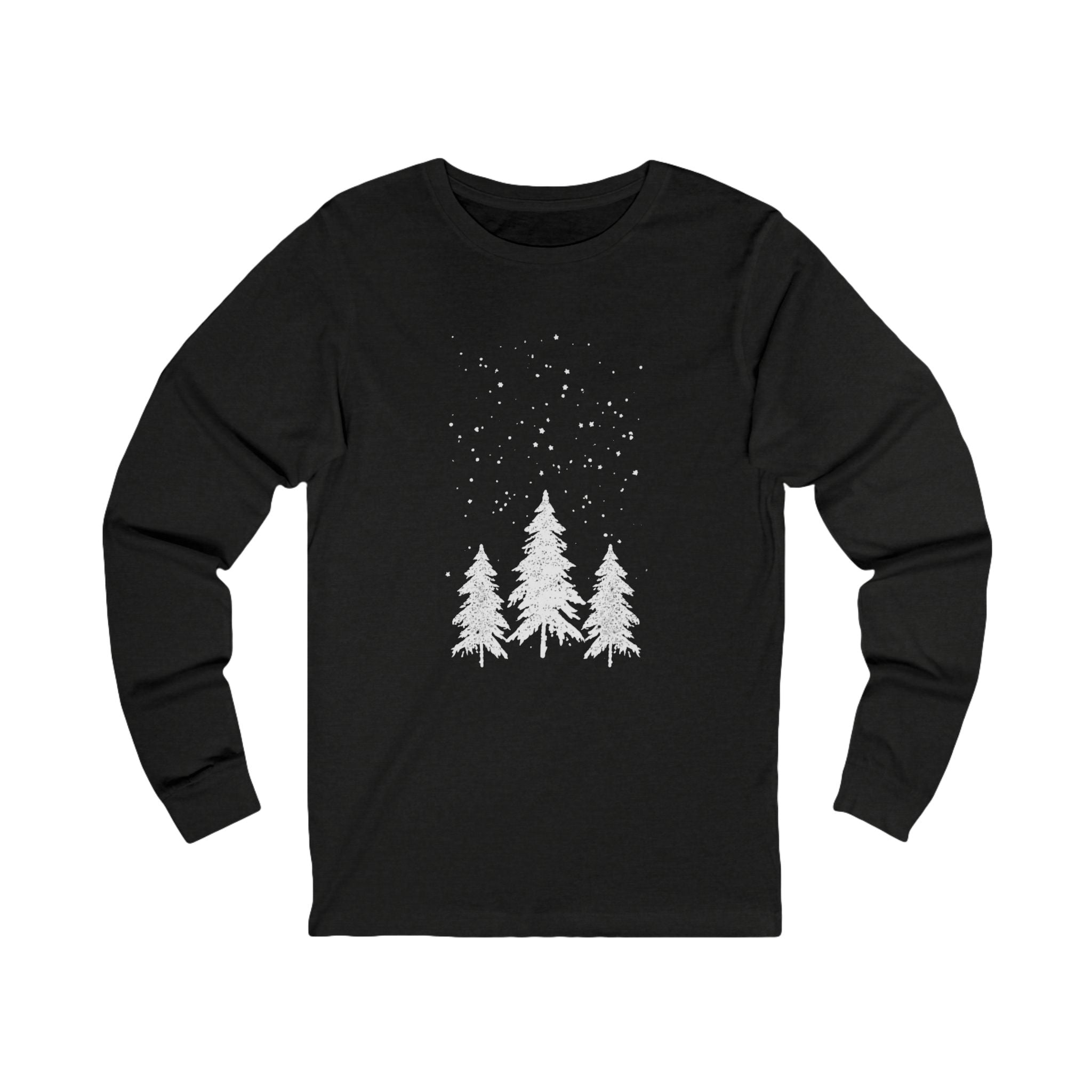 Winter Pines Long Sleeve Tee — Snowy Tree Graphic Shirt