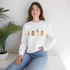 Cute Chick Friends Crewneck Sweatshirt — Adorable Cartoon Chickens Graphic