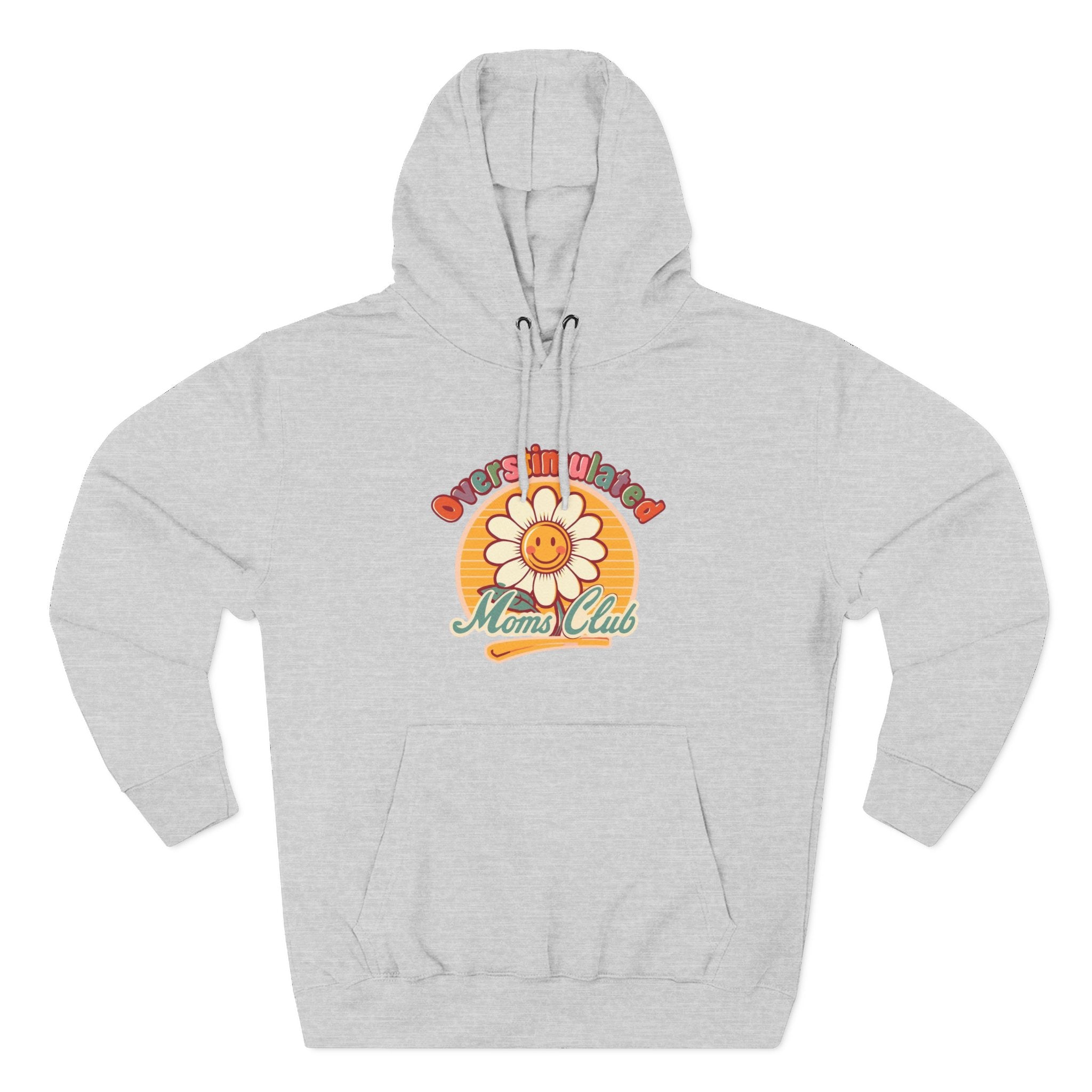 Retro "Moms Club" Fleece Hoodie — Sunshine Flower Graphic