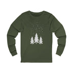 Winter Pines Long Sleeve Tee — Snowy Tree Graphic Shirt