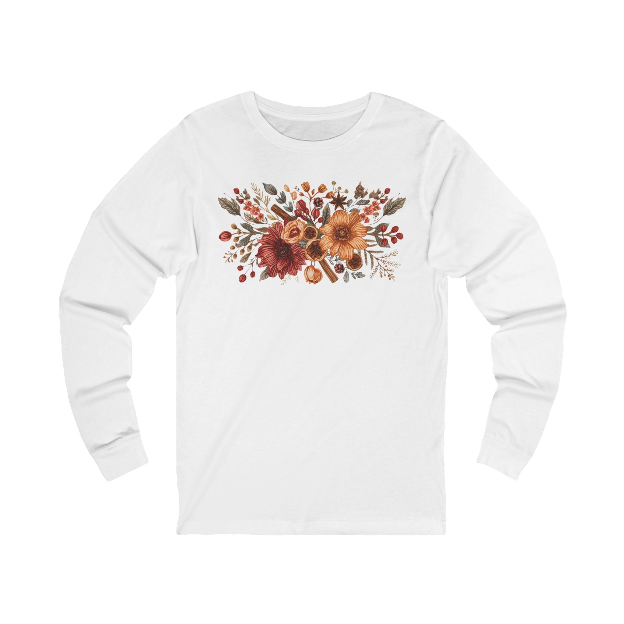 Autumn Bloom Long Sleeve Tee — Rustic Fall Floral Shirt