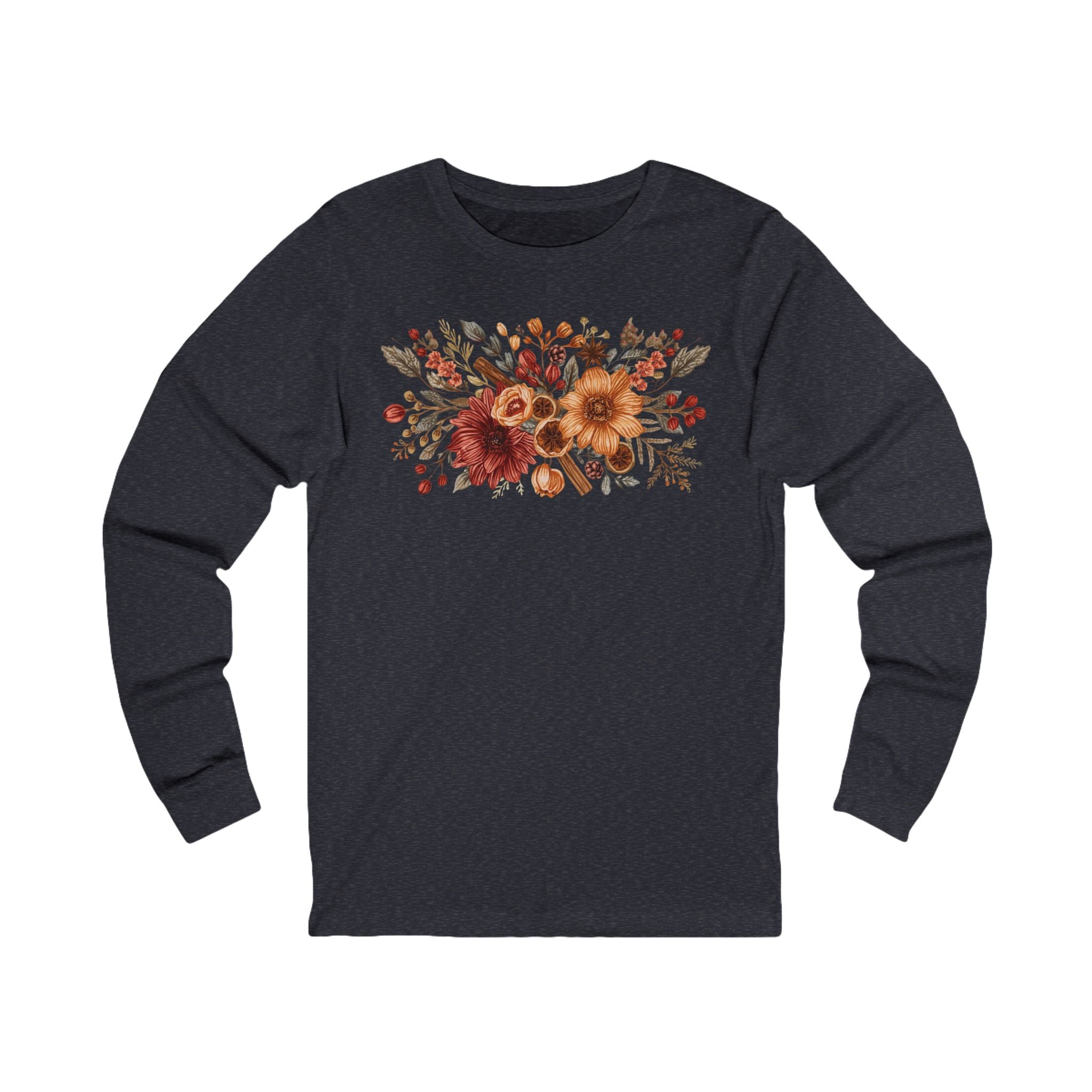 Autumn Bloom Long Sleeve Tee — Rustic Fall Floral Shirt