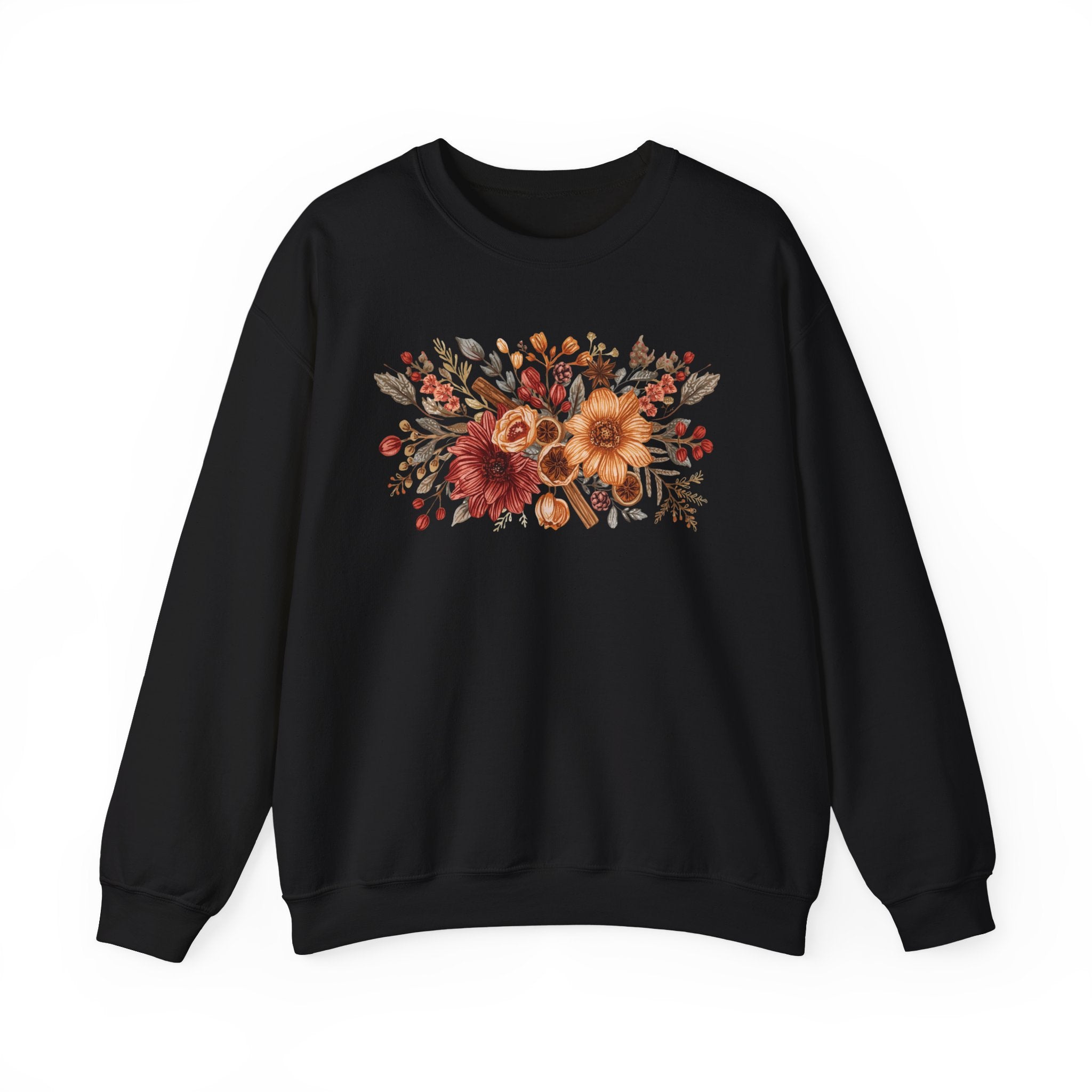 Fall Floral Crewneck Sweatshirt — Rust Sunflower Bouquet
